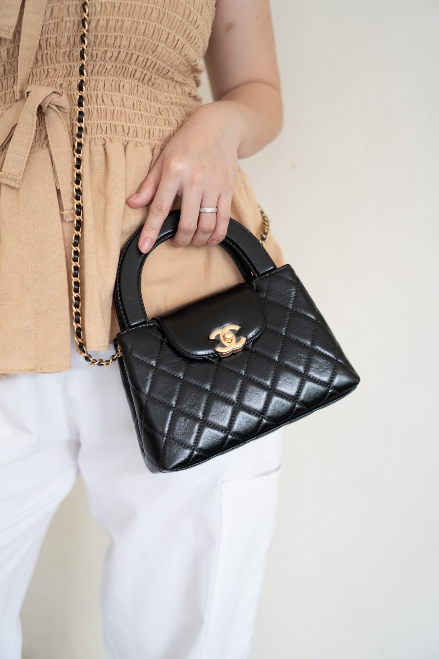 Mini Kelly Top Handle Bag – Black Lambskin