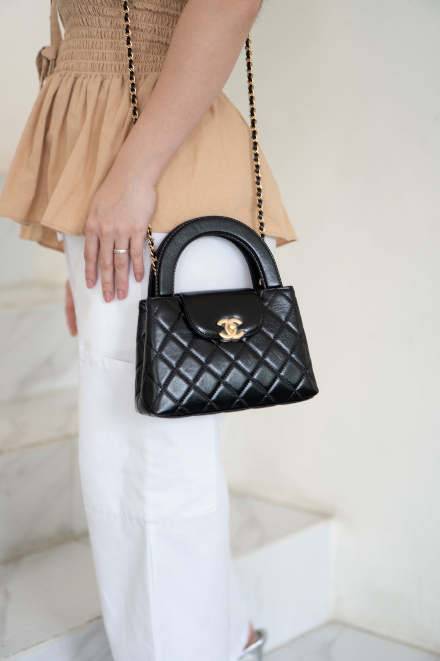 Mini Kelly Top Handle Bag – Black Lambskin