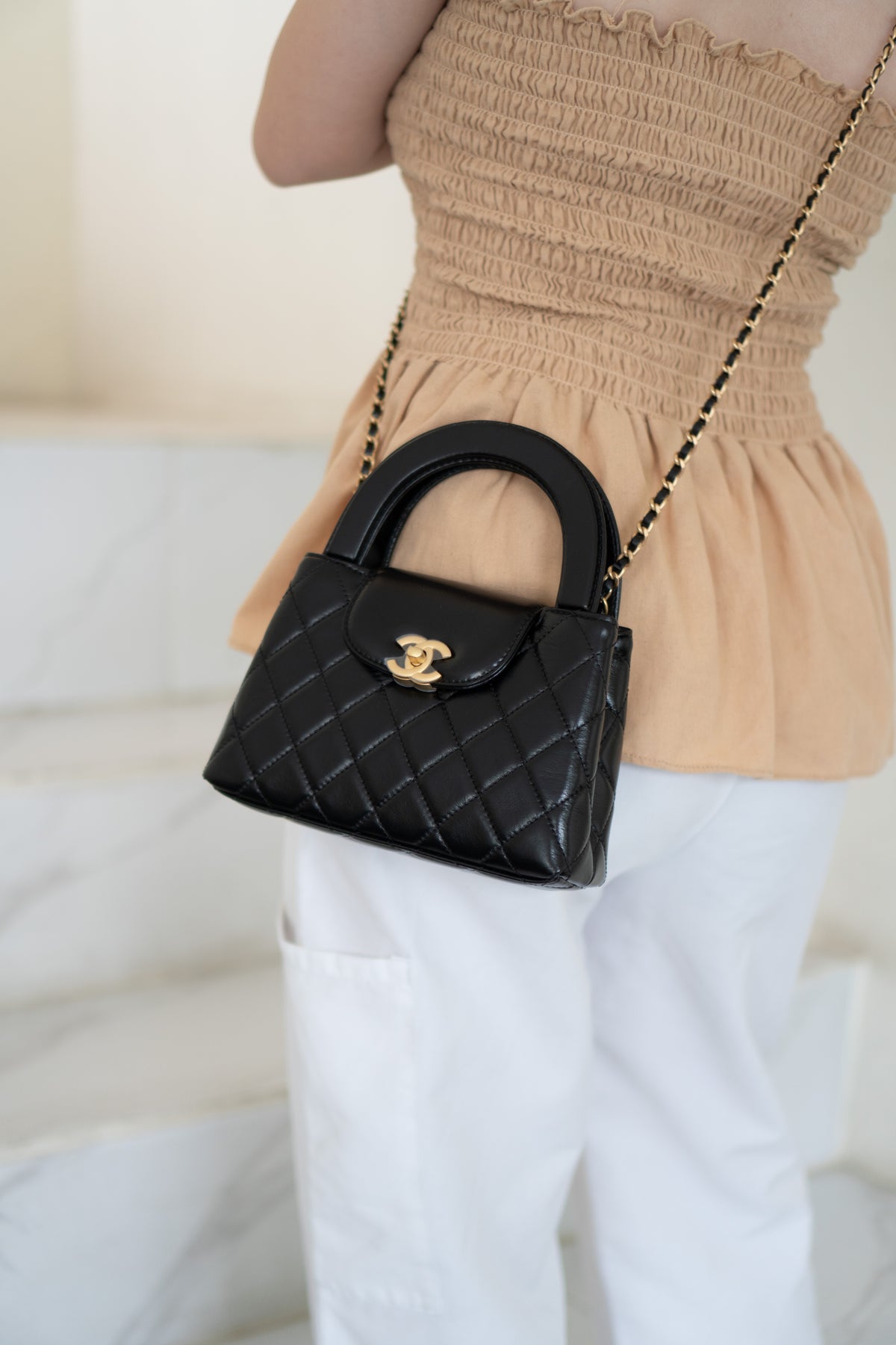 Mini Kelly Top Handle Bag – Black Lambskin