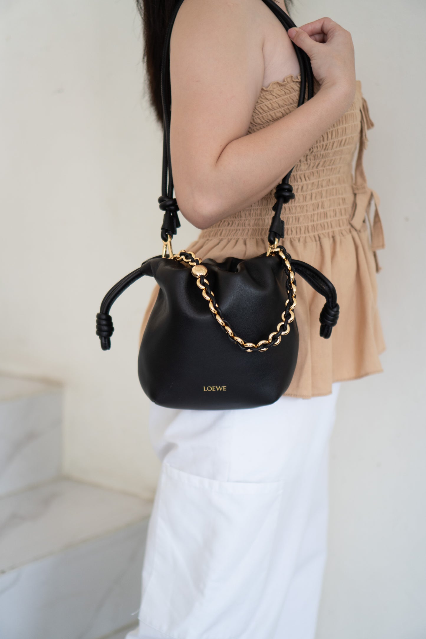 Flamenco Chain Pouch – Black Nappa Calfskin