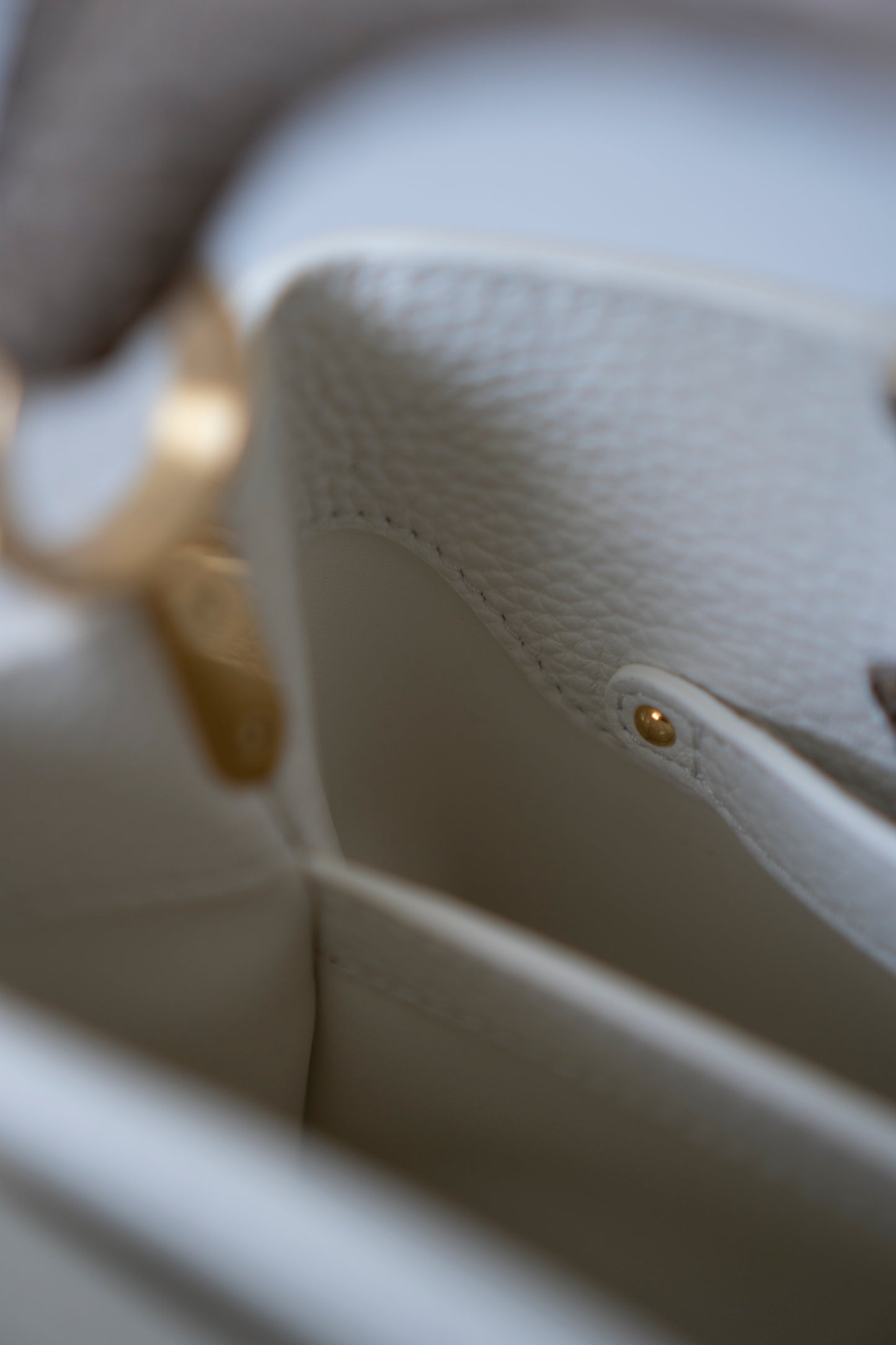 Capucines Mini – White Taurillon with Snakeskin Handle