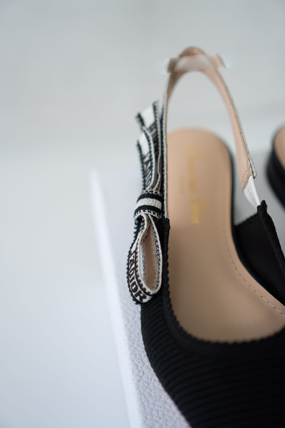 J'A Slingback Flat Ballerina – Black Technical Fabric