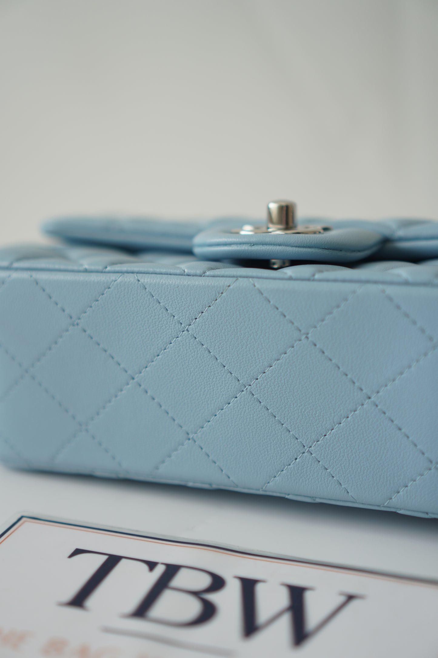 Classic Mini Rectangle Flap – Light Blue Lambskin with Silver Hardware