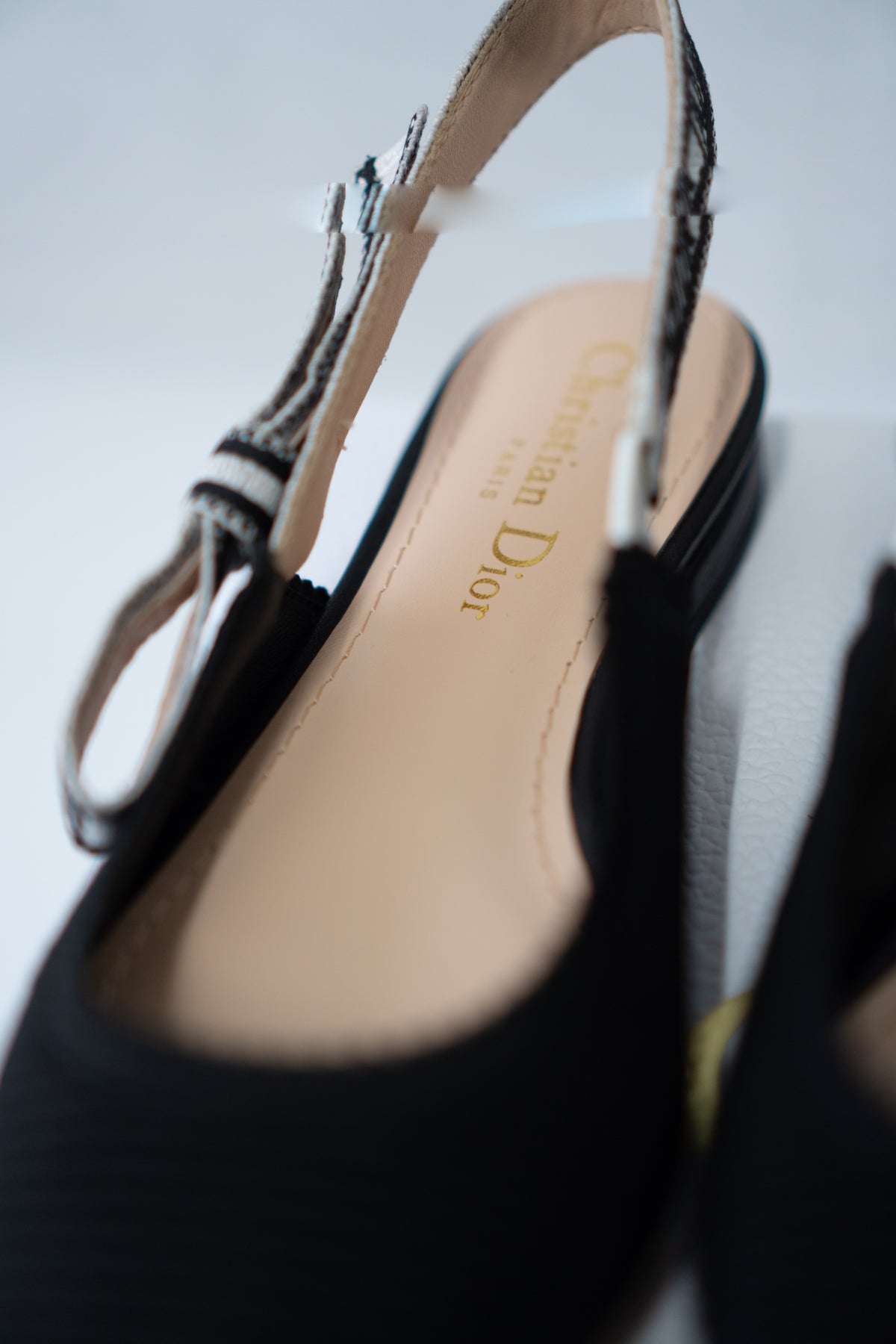 J'A Slingback Flat Ballerina – Black Technical Fabric