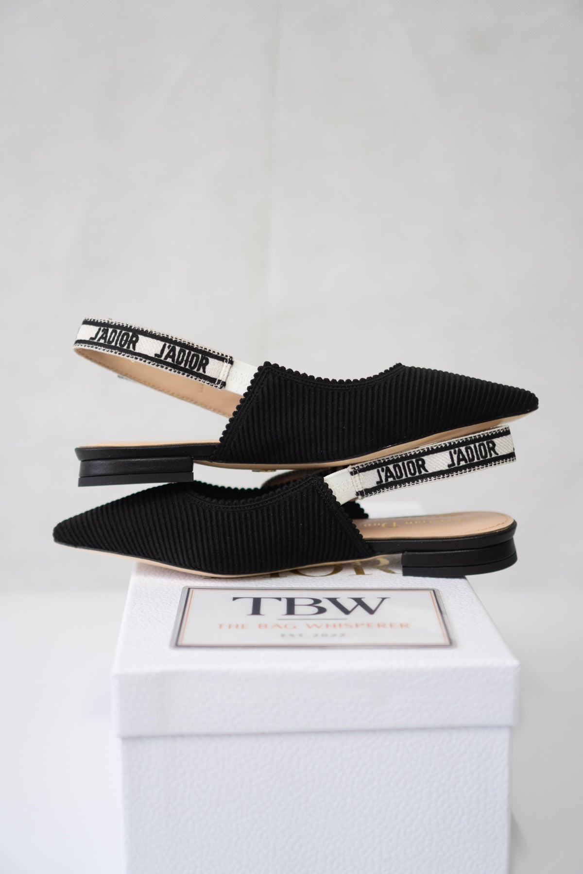 J'A Slingback Flat Ballerina – Black Technical Fabric