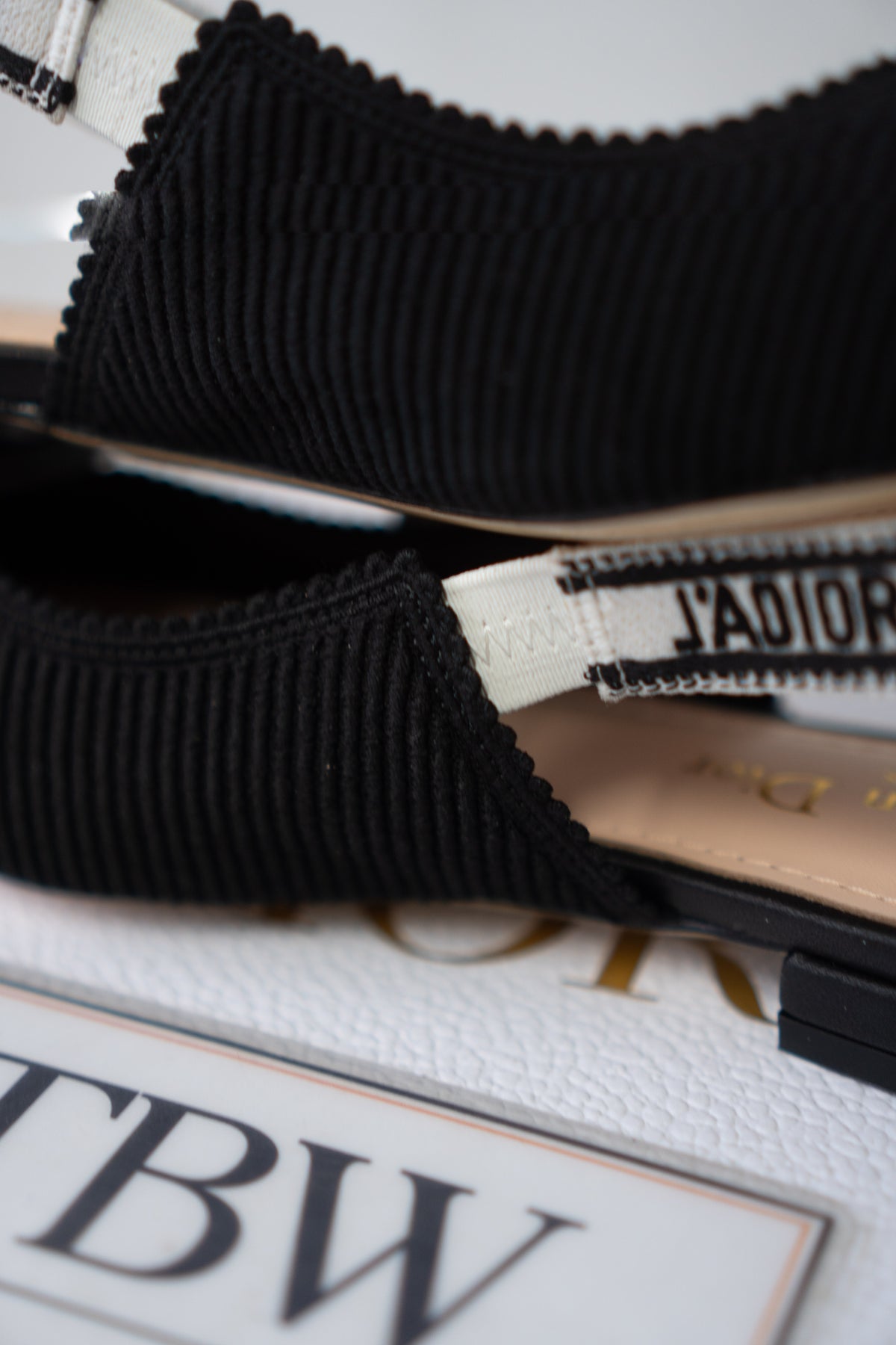 J'A Slingback Flat Ballerina – Black Technical Fabric