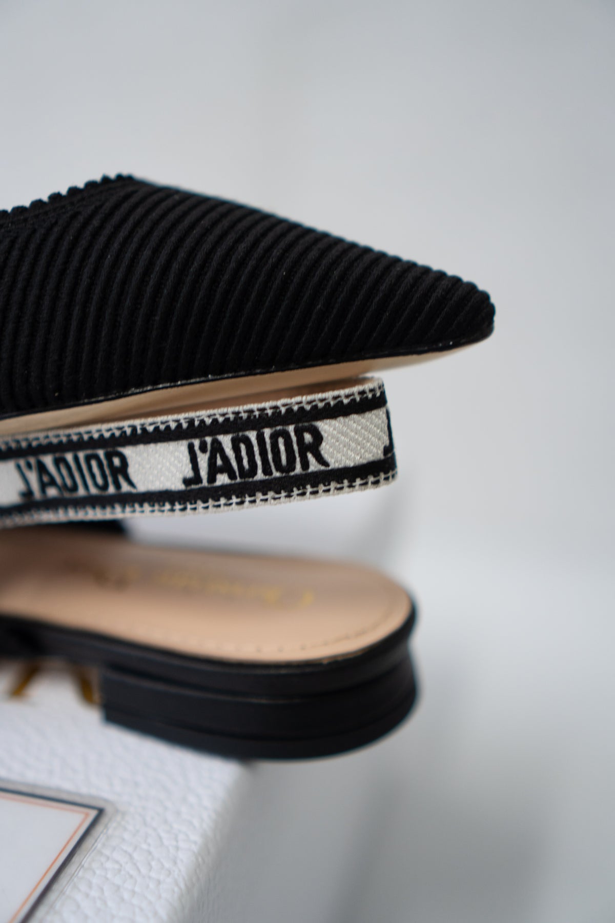 J'A Slingback Flat Ballerina – Black Technical Fabric