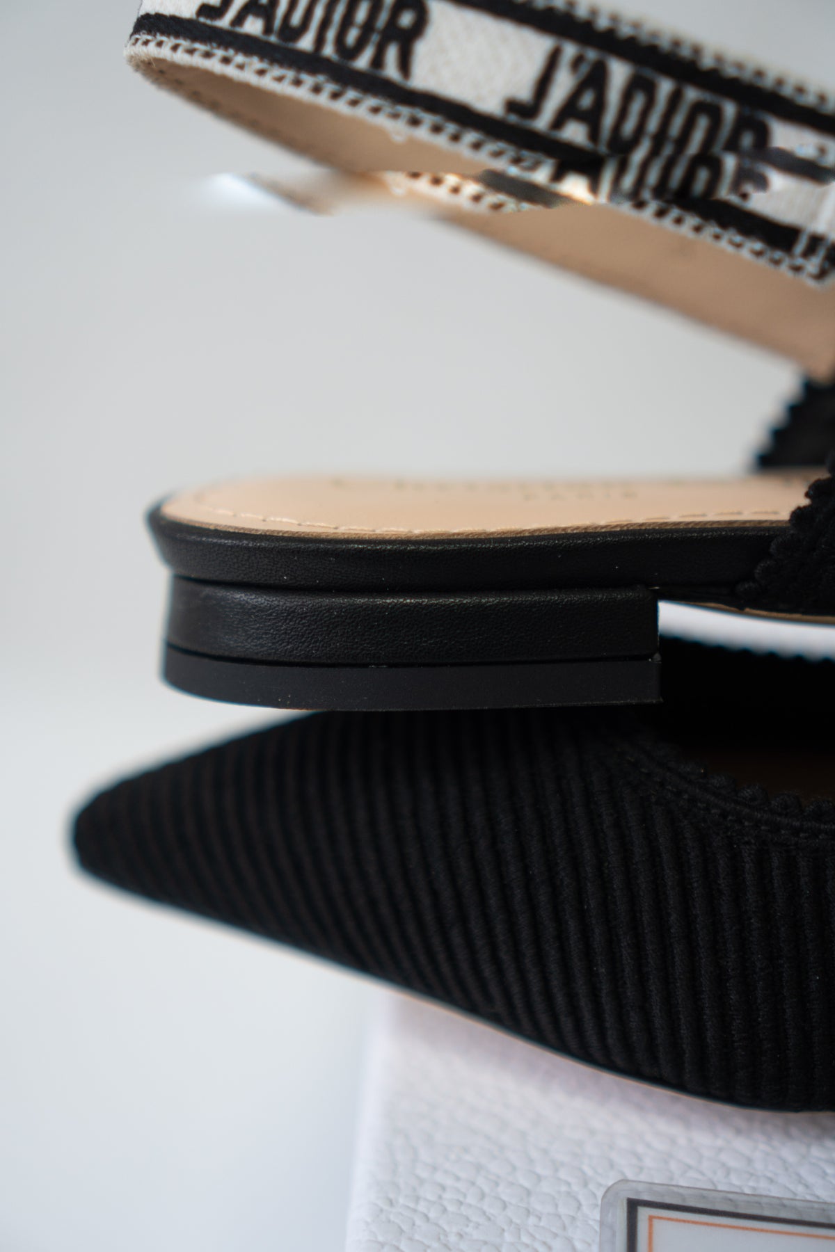 J'A Slingback Flat Ballerina – Black Technical Fabric