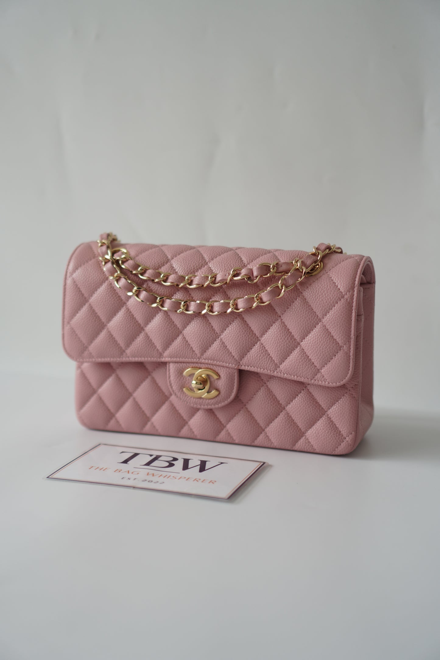 Classic Flap Small – Pink Caviar with Gold Hardware