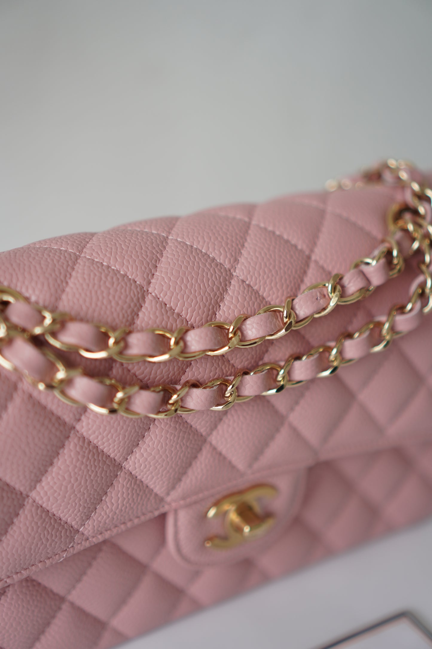 Classic Flap Small – Pink Caviar with Gold Hardware