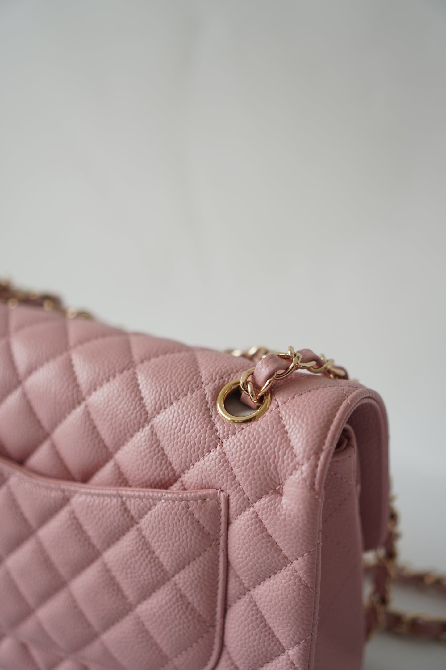 Classic Flap Small – Pink Caviar with Gold Hardware
