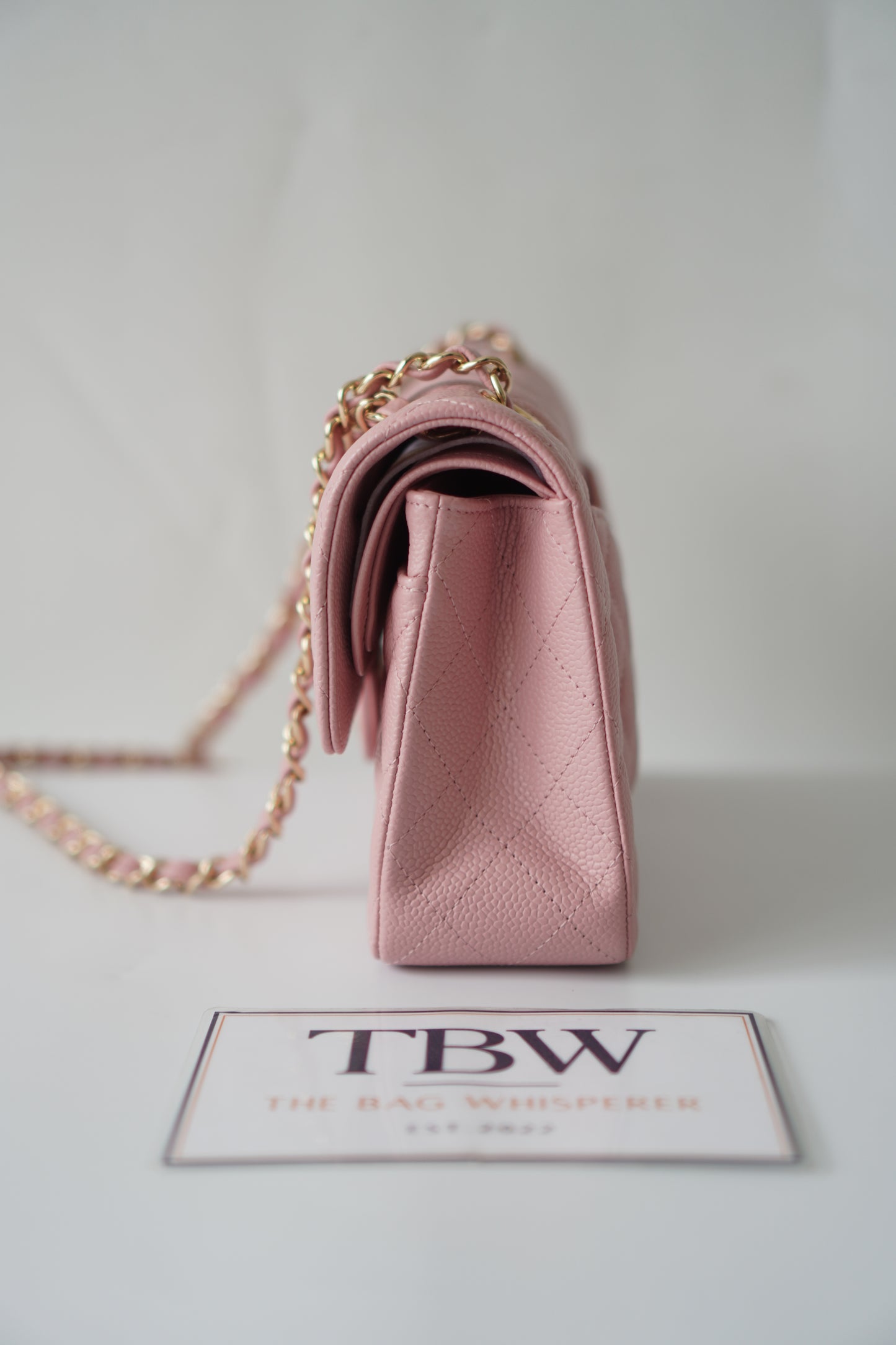Classic Flap Small – Pink Caviar with Gold Hardware