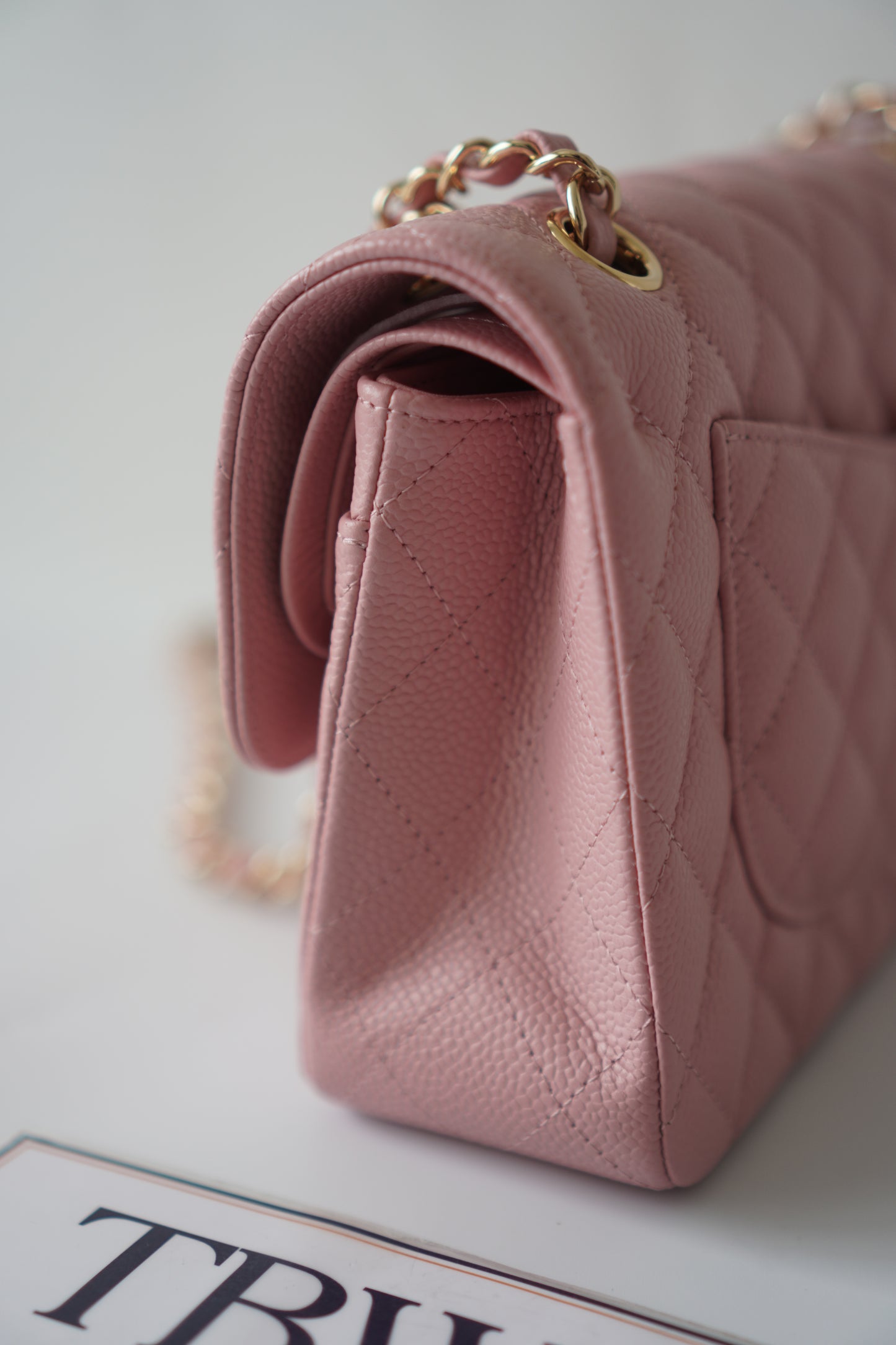 Classic Flap Small – Pink Caviar with Gold Hardware