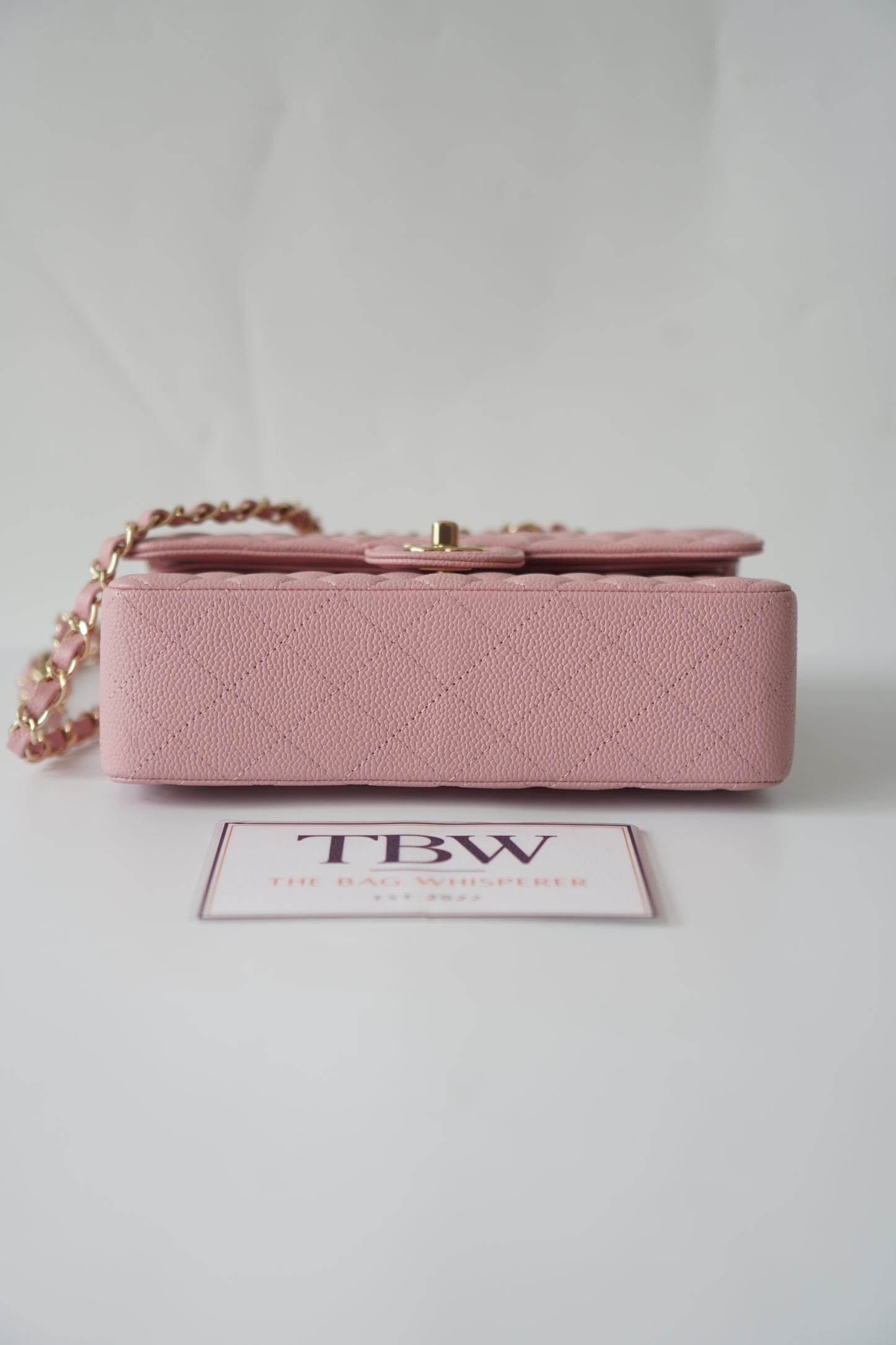 Classic Flap Small – Pink Caviar with Gold Hardware