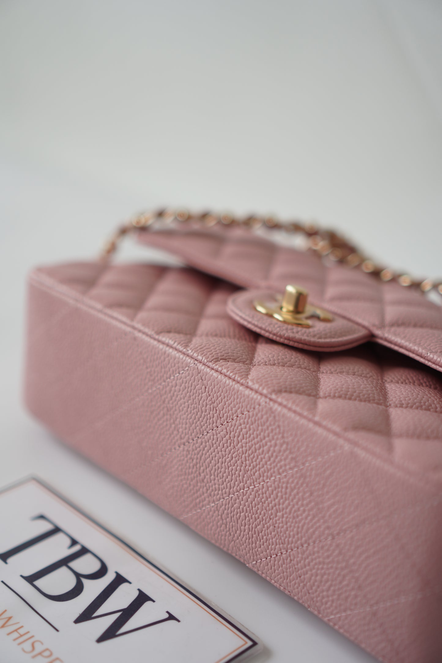 Classic Flap Small – Pink Caviar with Gold Hardware