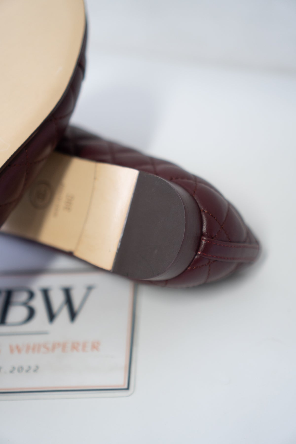 Quilted Ballerina Flats – Burgundy / Bordeaux Lambskin