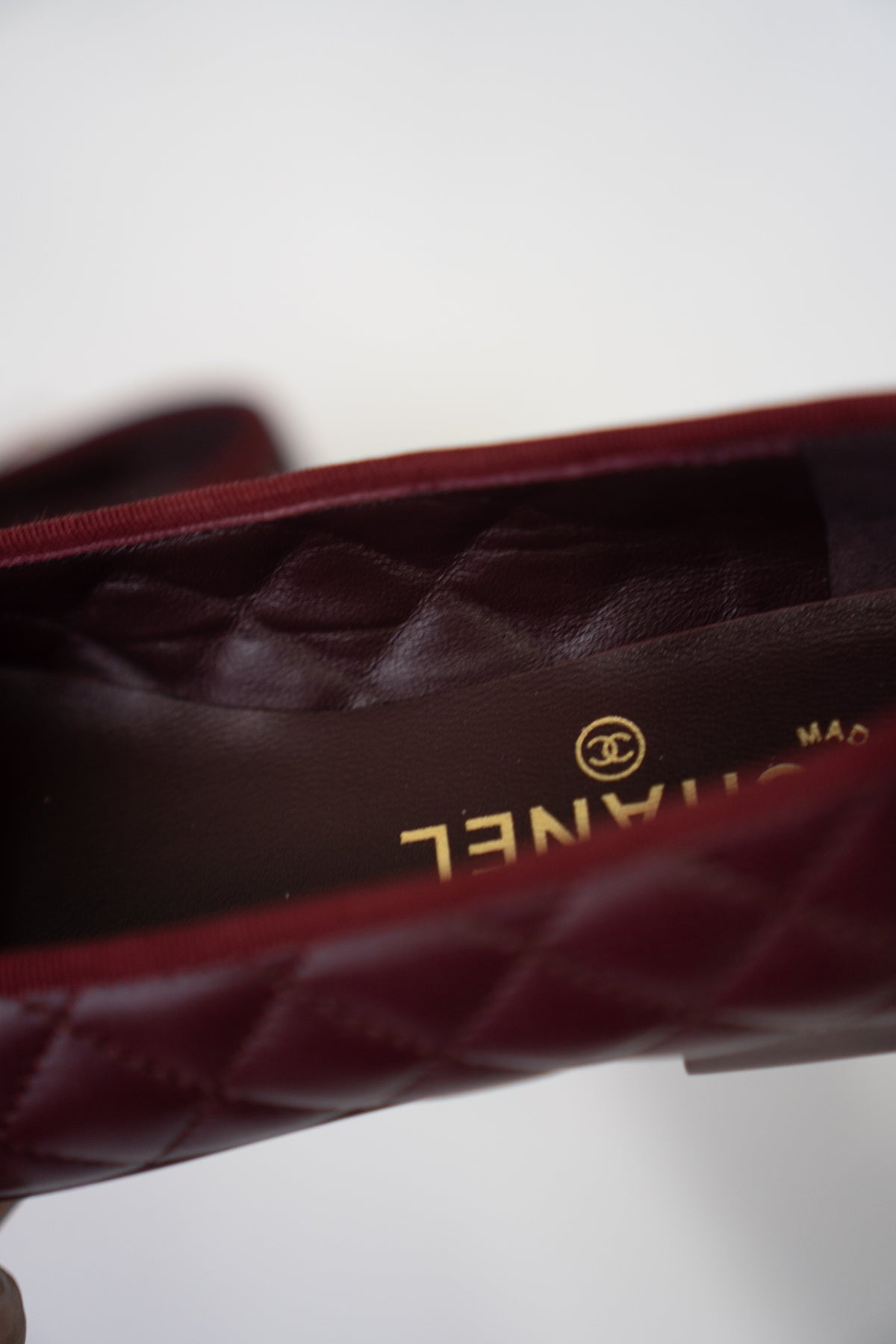 Quilted Ballerina Flats – Burgundy / Bordeaux Lambskin