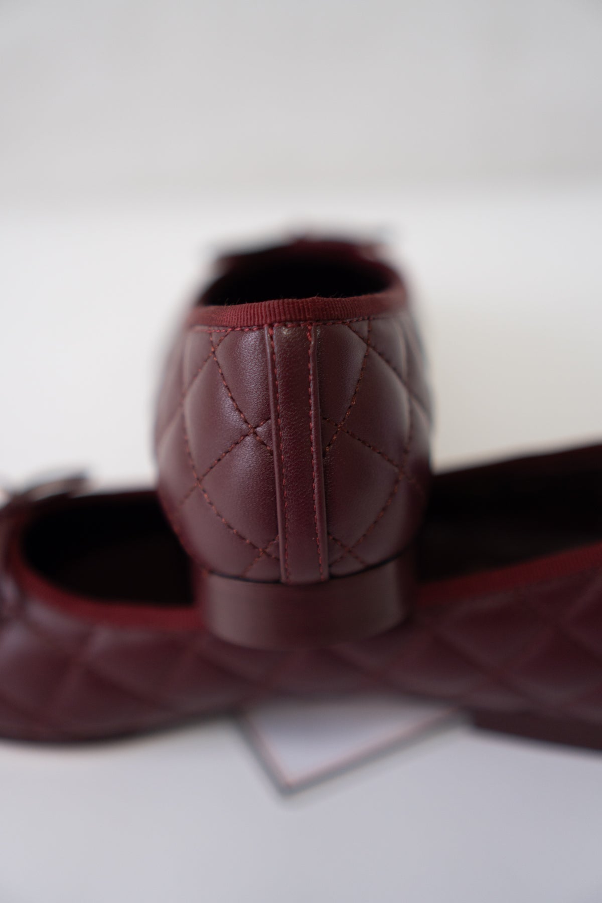 Quilted Ballerina Flats – Burgundy / Bordeaux Lambskin