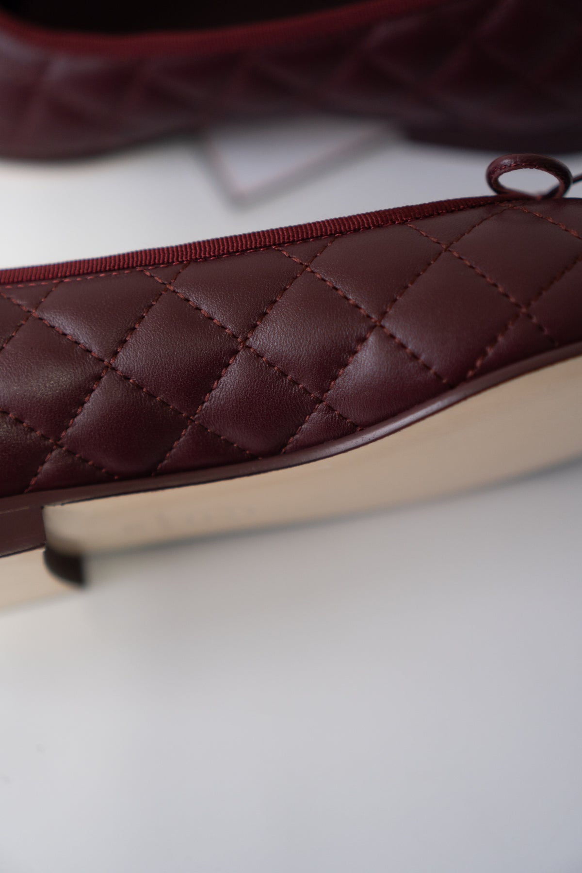 Quilted Ballerina Flats – Burgundy / Bordeaux Lambskin
