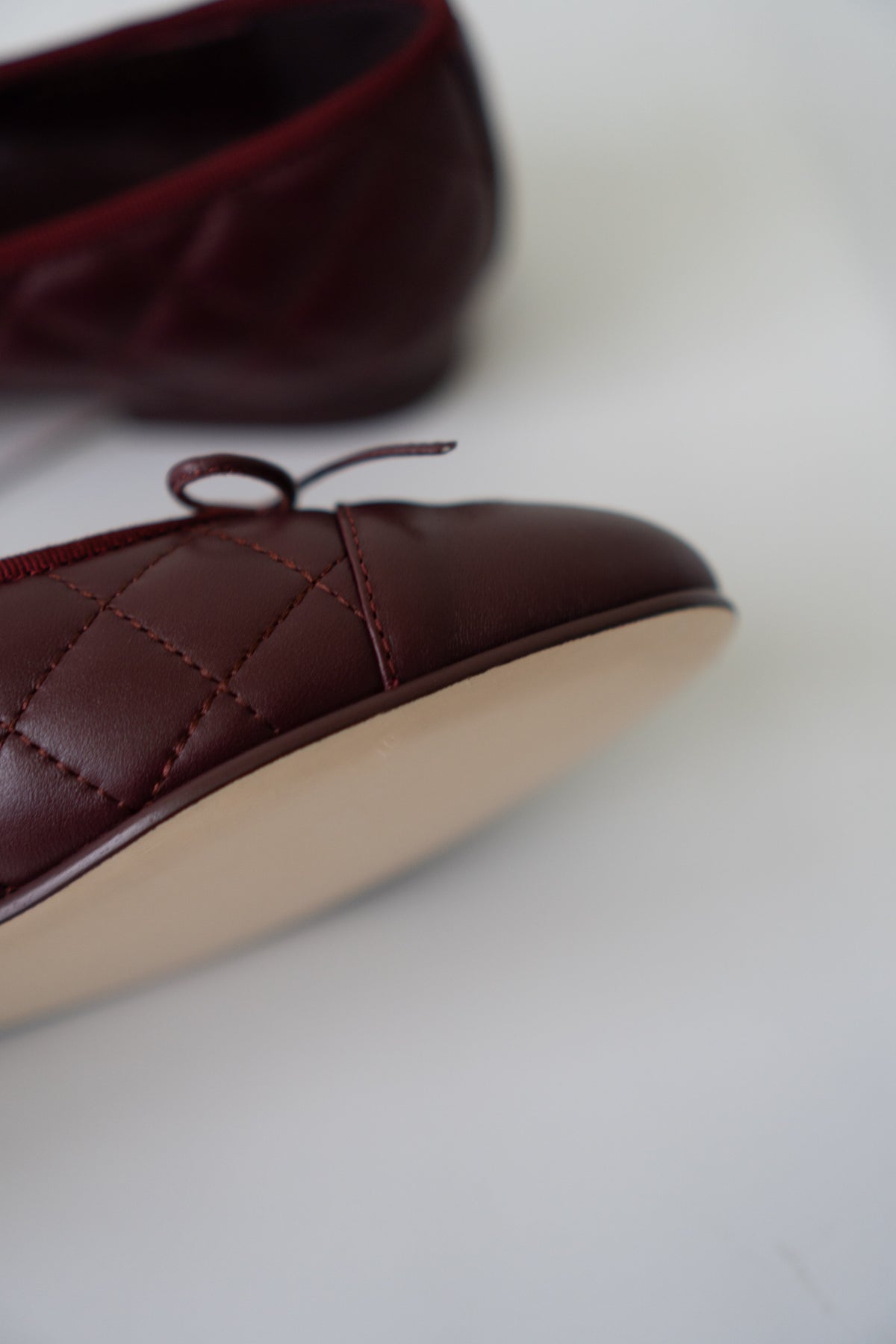 Quilted Ballerina Flats – Burgundy / Bordeaux Lambskin