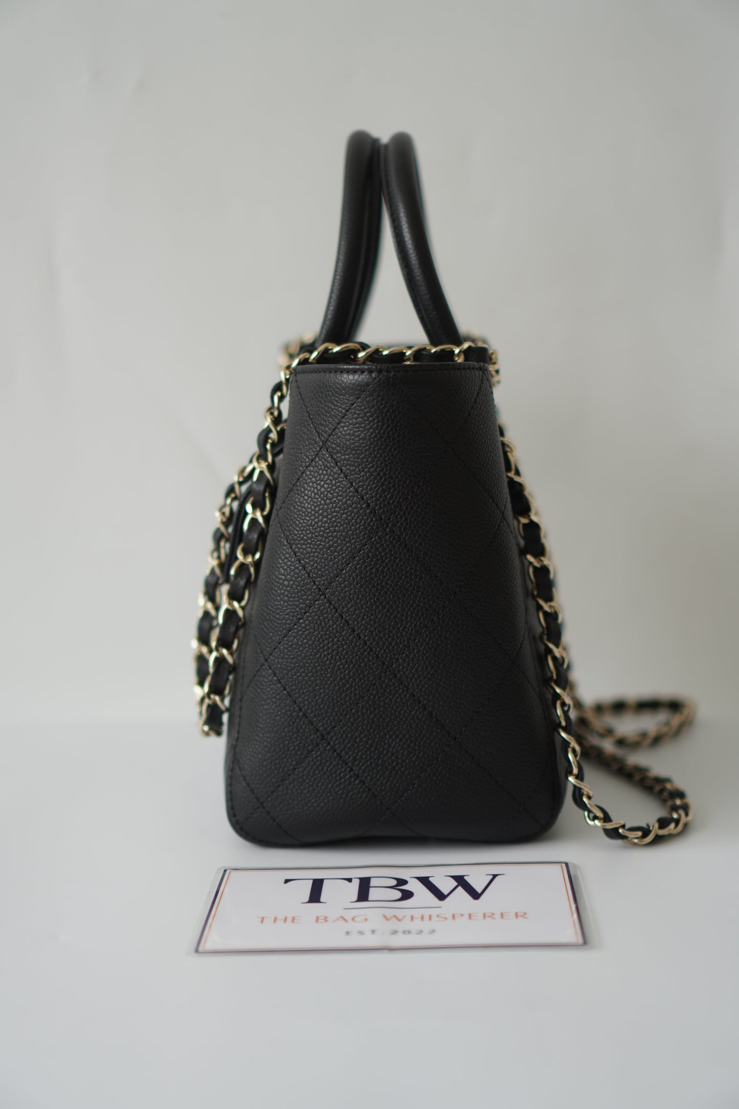 26P Small Shopping Tote – Black Grained Calfskin with Gold Hardware