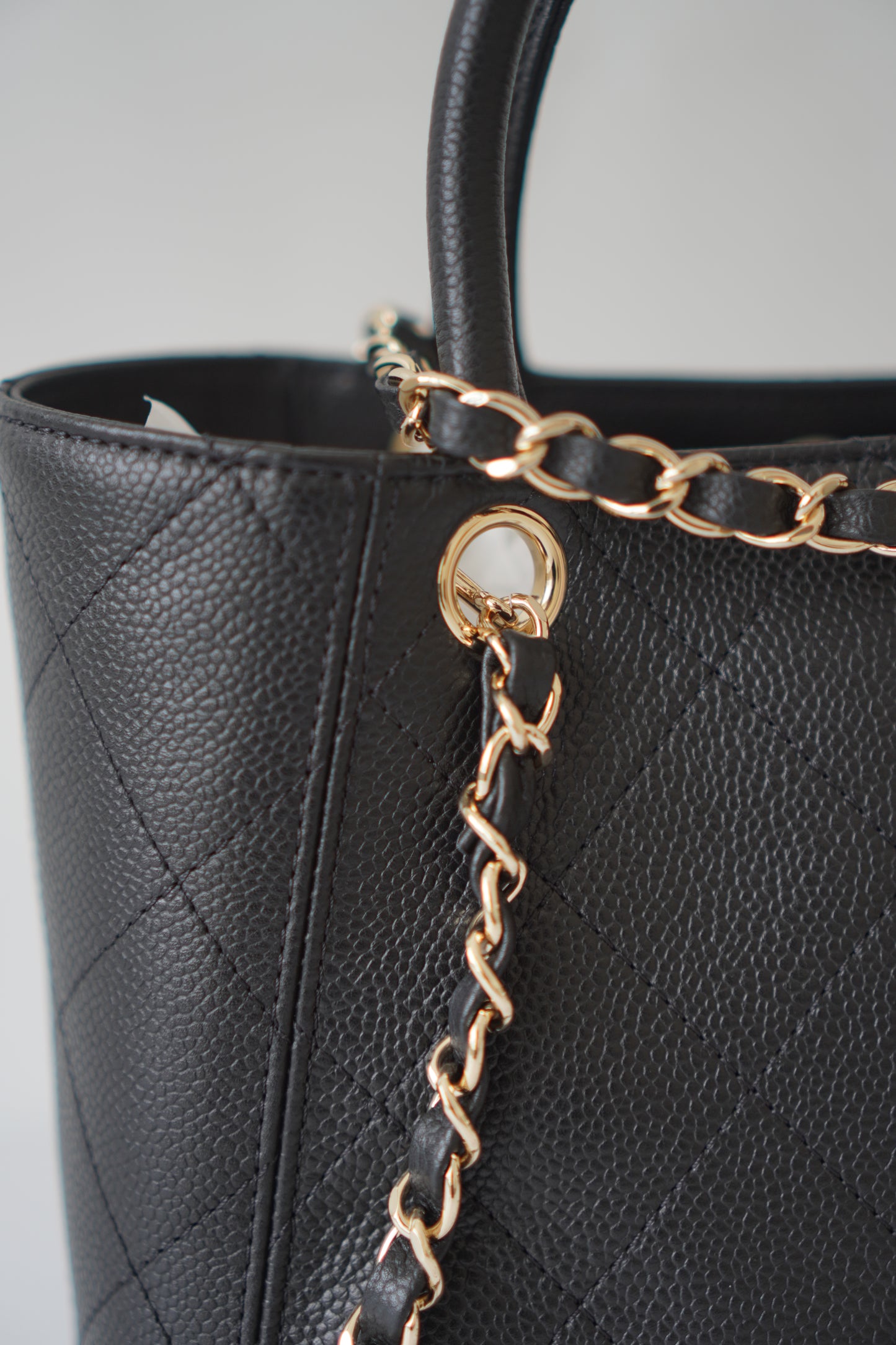 26P Small Shopping Tote – Black Grained Calfskin with Gold Hardware