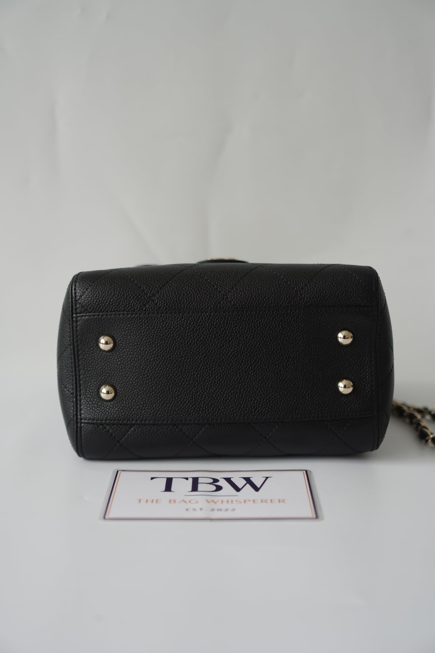 26P Small Shopping Tote – Black Grained Calfskin with Gold Hardware
