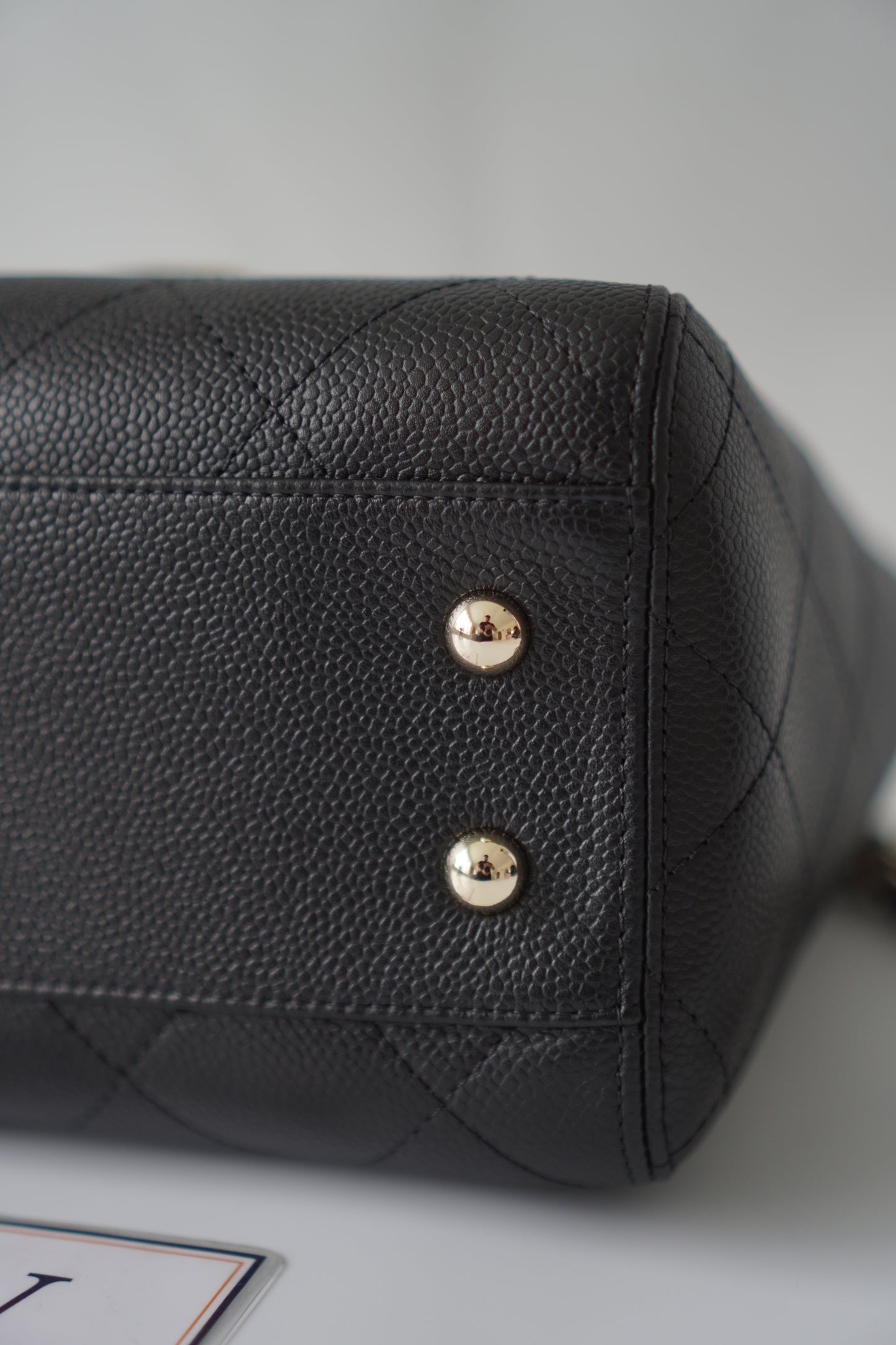 26P Small Shopping Tote – Black Grained Calfskin with Gold Hardware