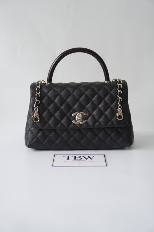 Coco Handle Medium – Black Caviar with Gold Hardware