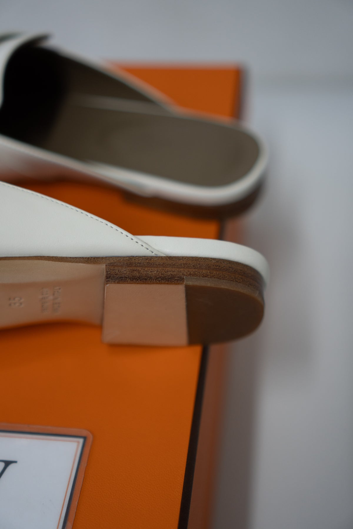 Lock Buckle Leather Mules – Off-White Calfskin with Palladium Hardware