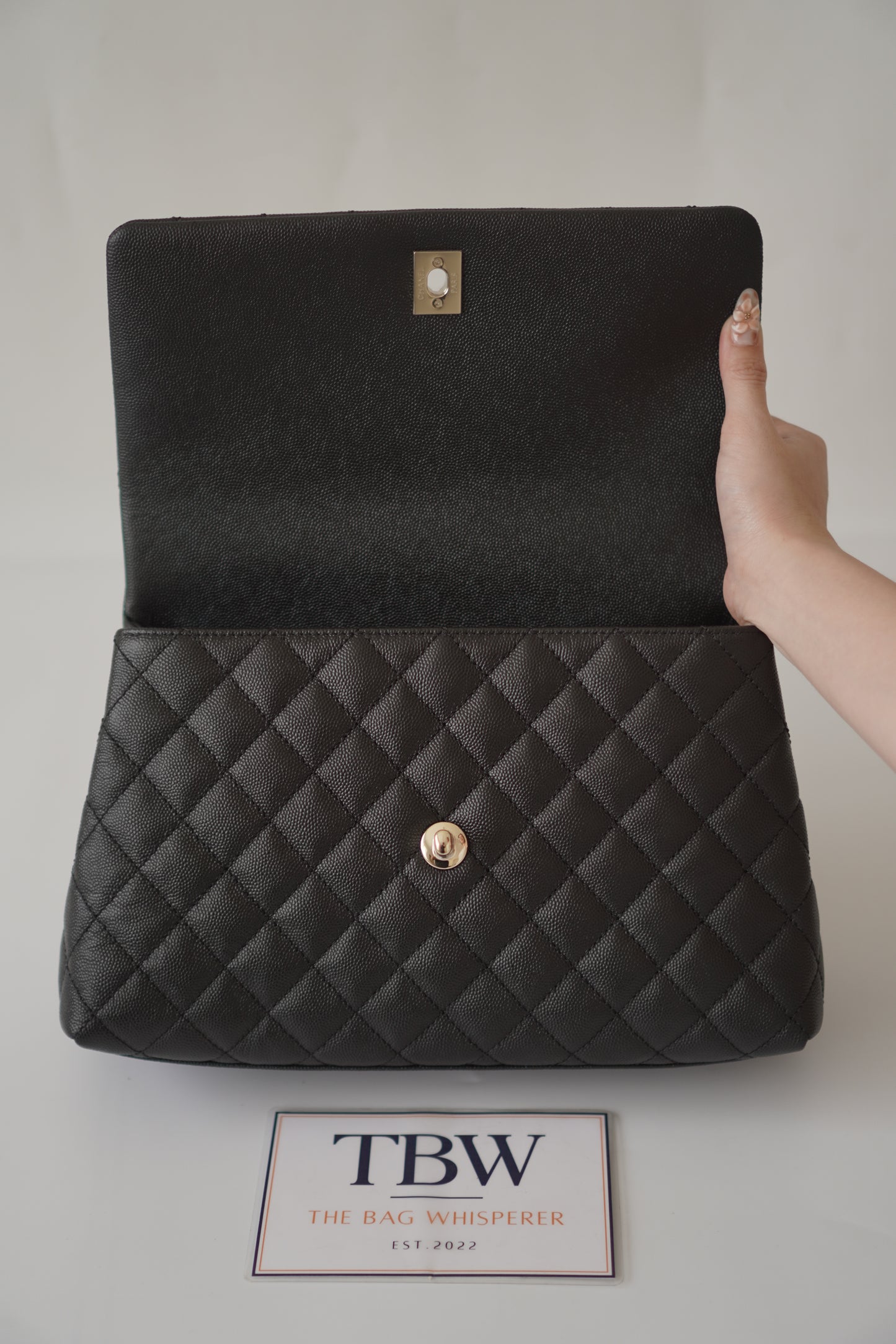 Coco Handle Medium – Black Caviar with Gold Hardware
