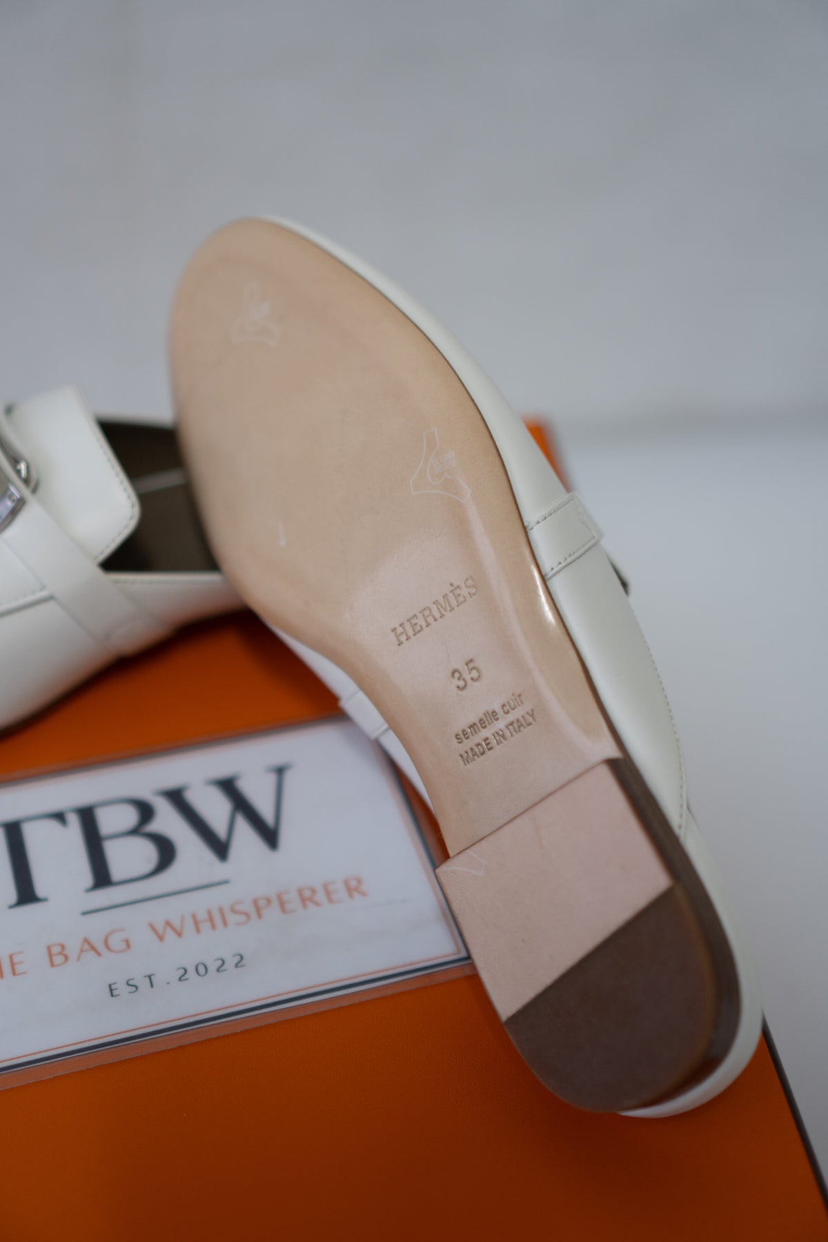 Lock Buckle Leather Mules – Off-White Calfskin with Palladium Hardware