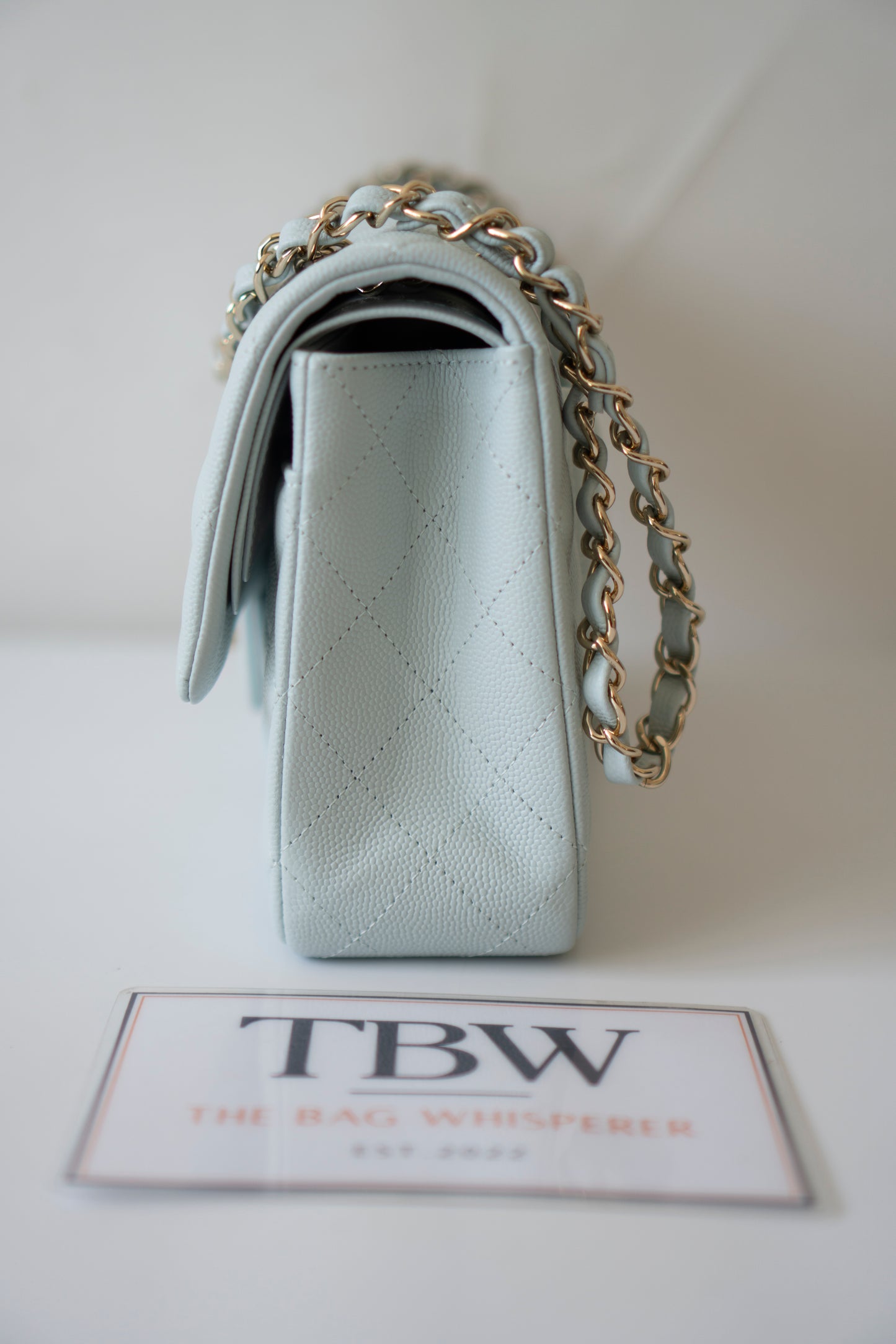 Classic Flap Medium – Pastel Light Blue Caviar with Light Gold Hardware