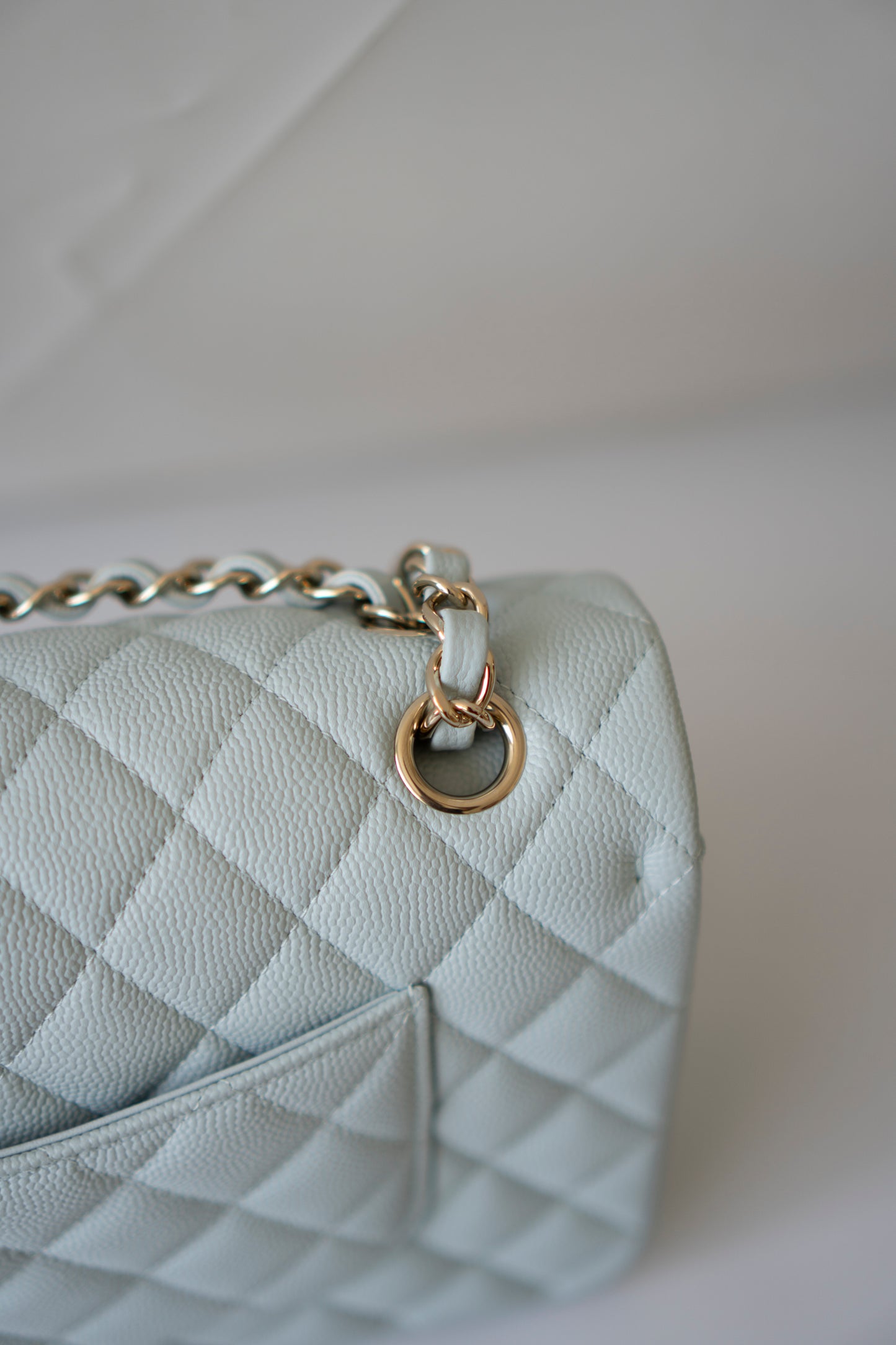 Classic Flap Medium – Pastel Light Blue Caviar with Light Gold Hardware