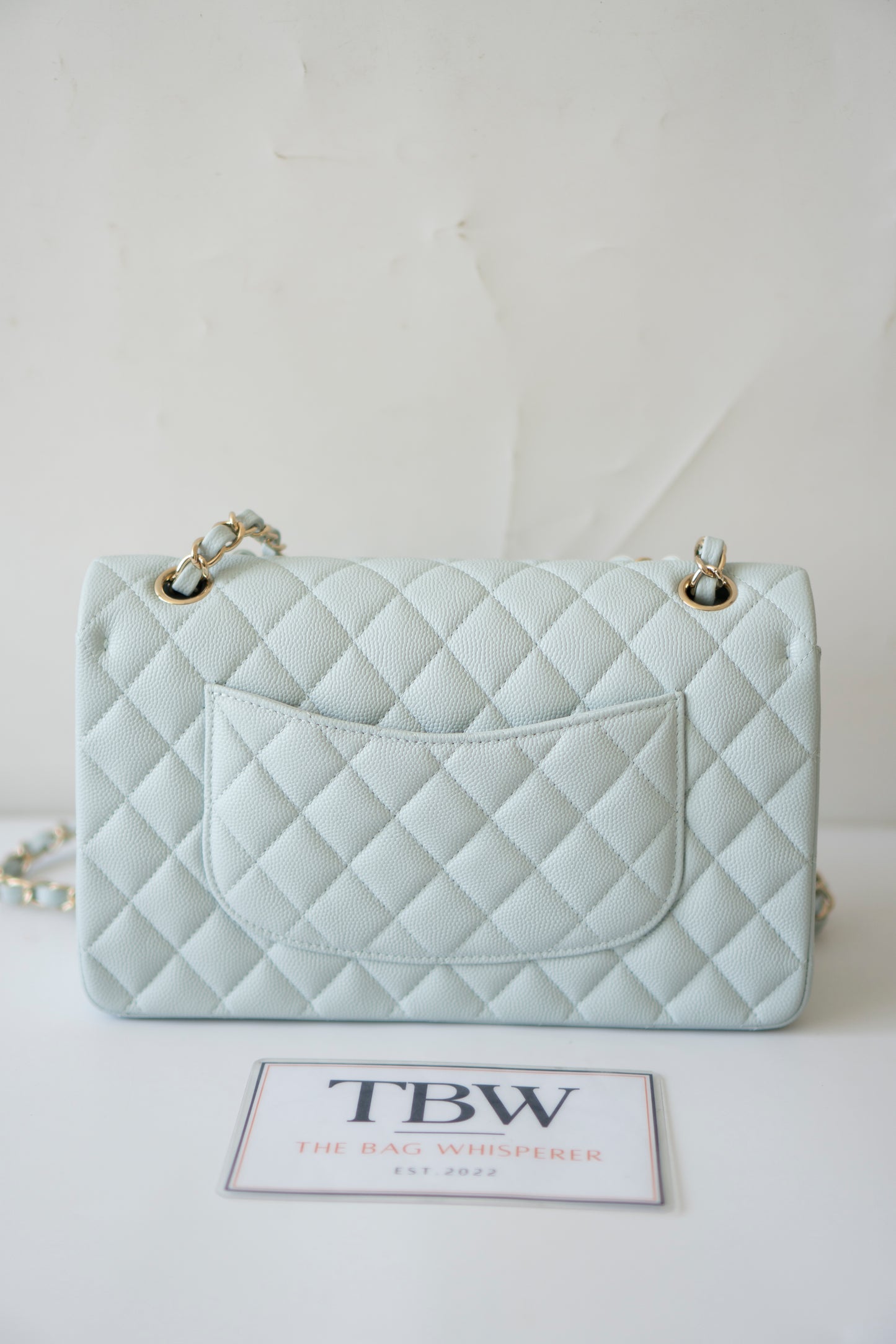Classic Flap Medium – Pastel Light Blue Caviar with Light Gold Hardware