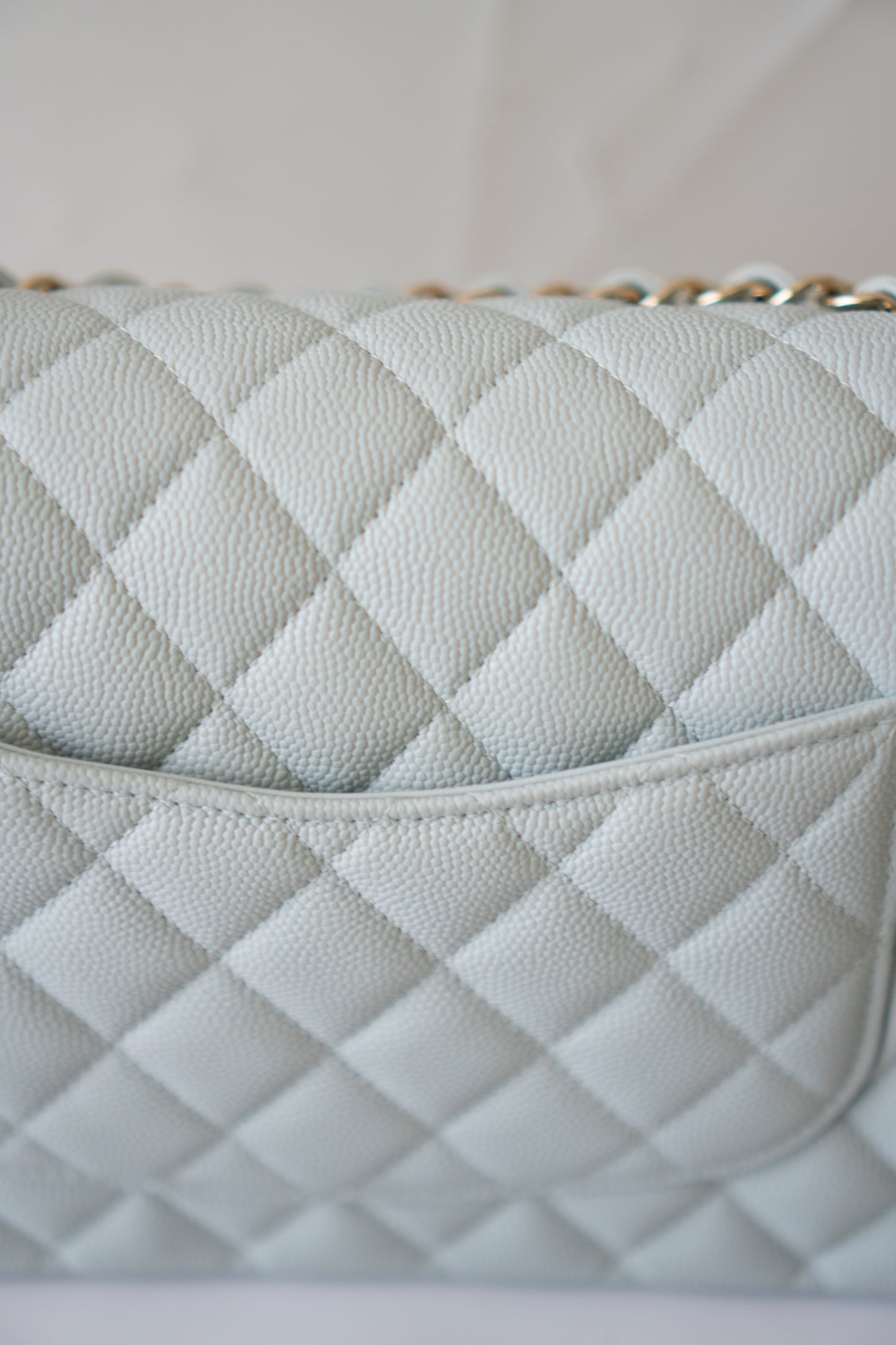 Classic Flap Medium – Pastel Light Blue Caviar with Light Gold Hardware