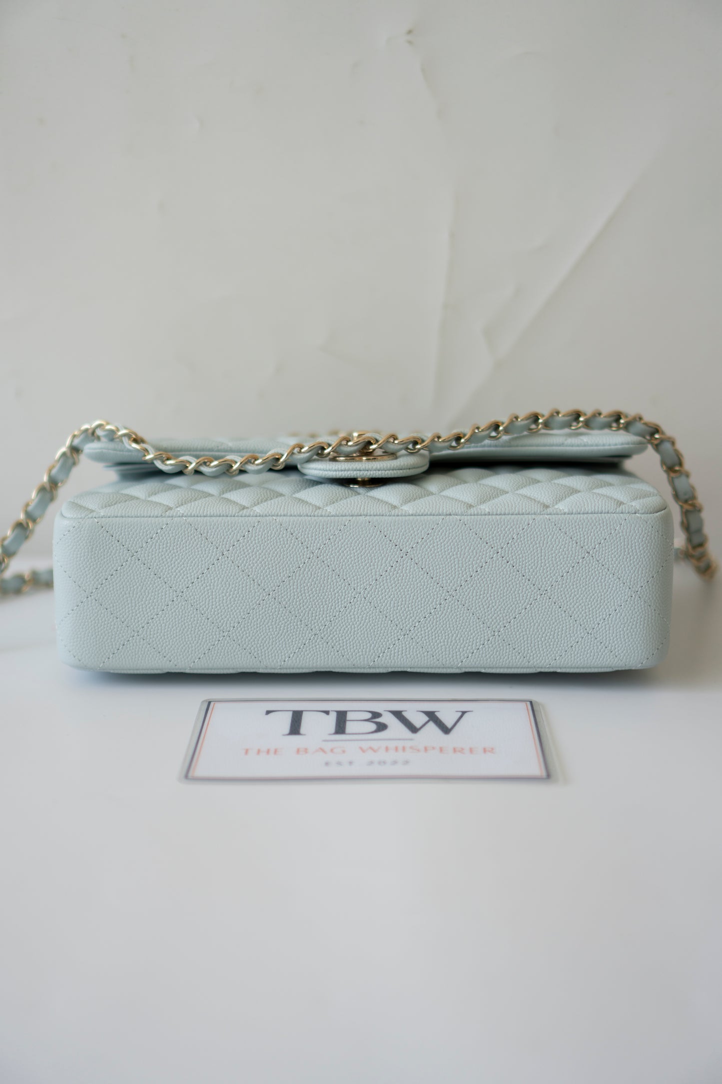 Classic Flap Medium – Pastel Light Blue Caviar with Light Gold Hardware