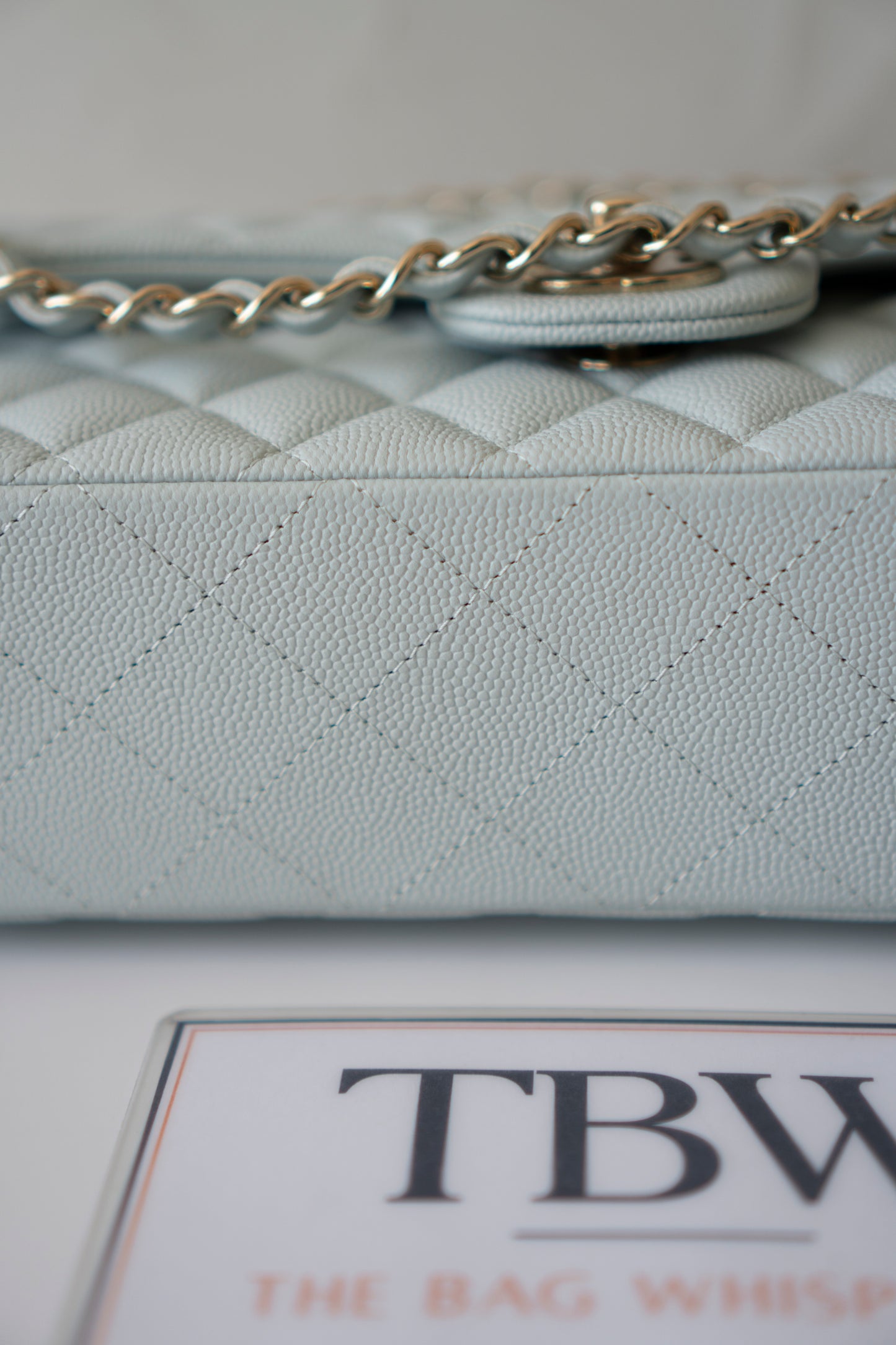 Classic Flap Medium – Pastel Light Blue Caviar with Light Gold Hardware