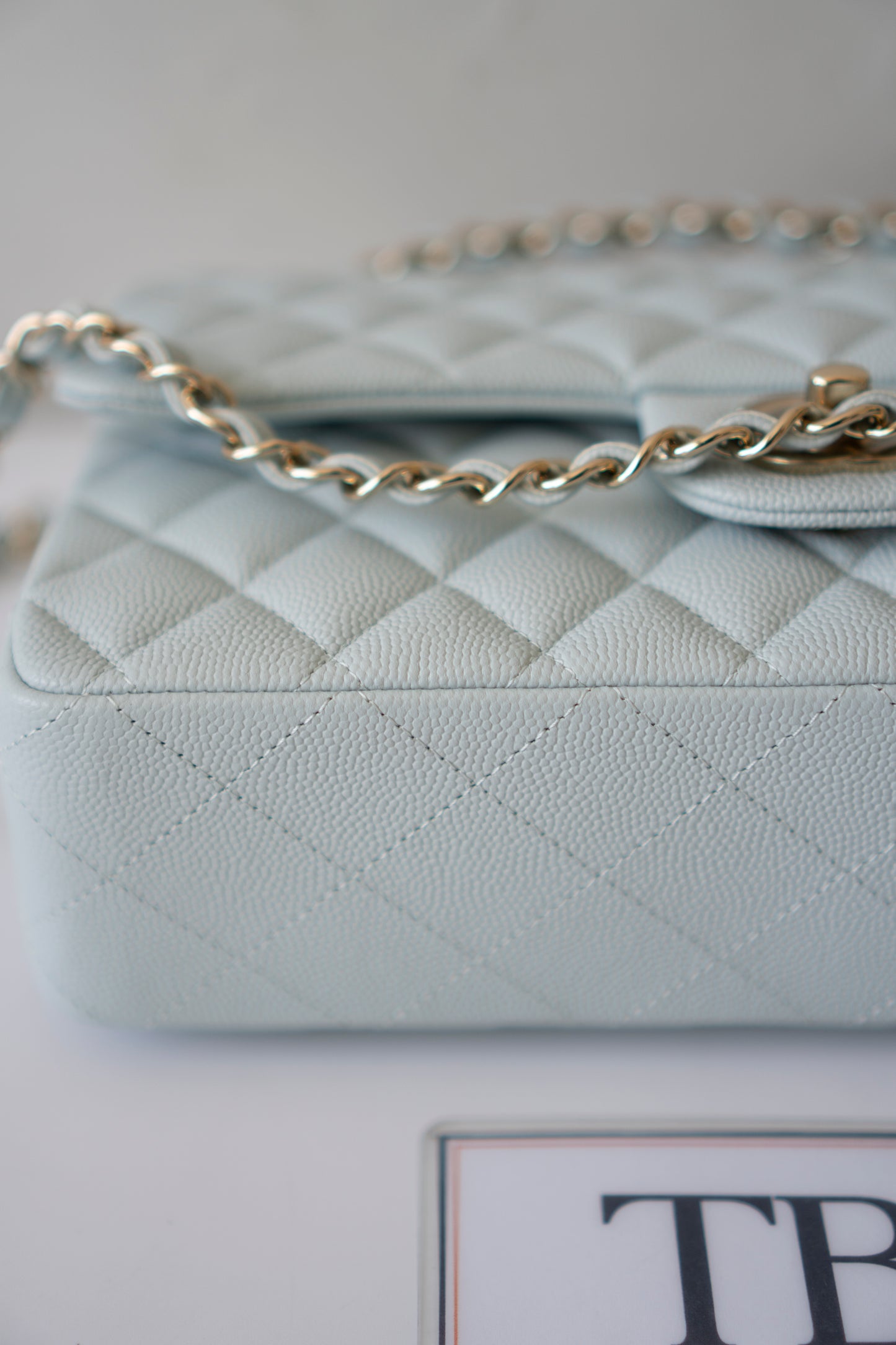 Classic Flap Medium – Pastel Light Blue Caviar with Light Gold Hardware
