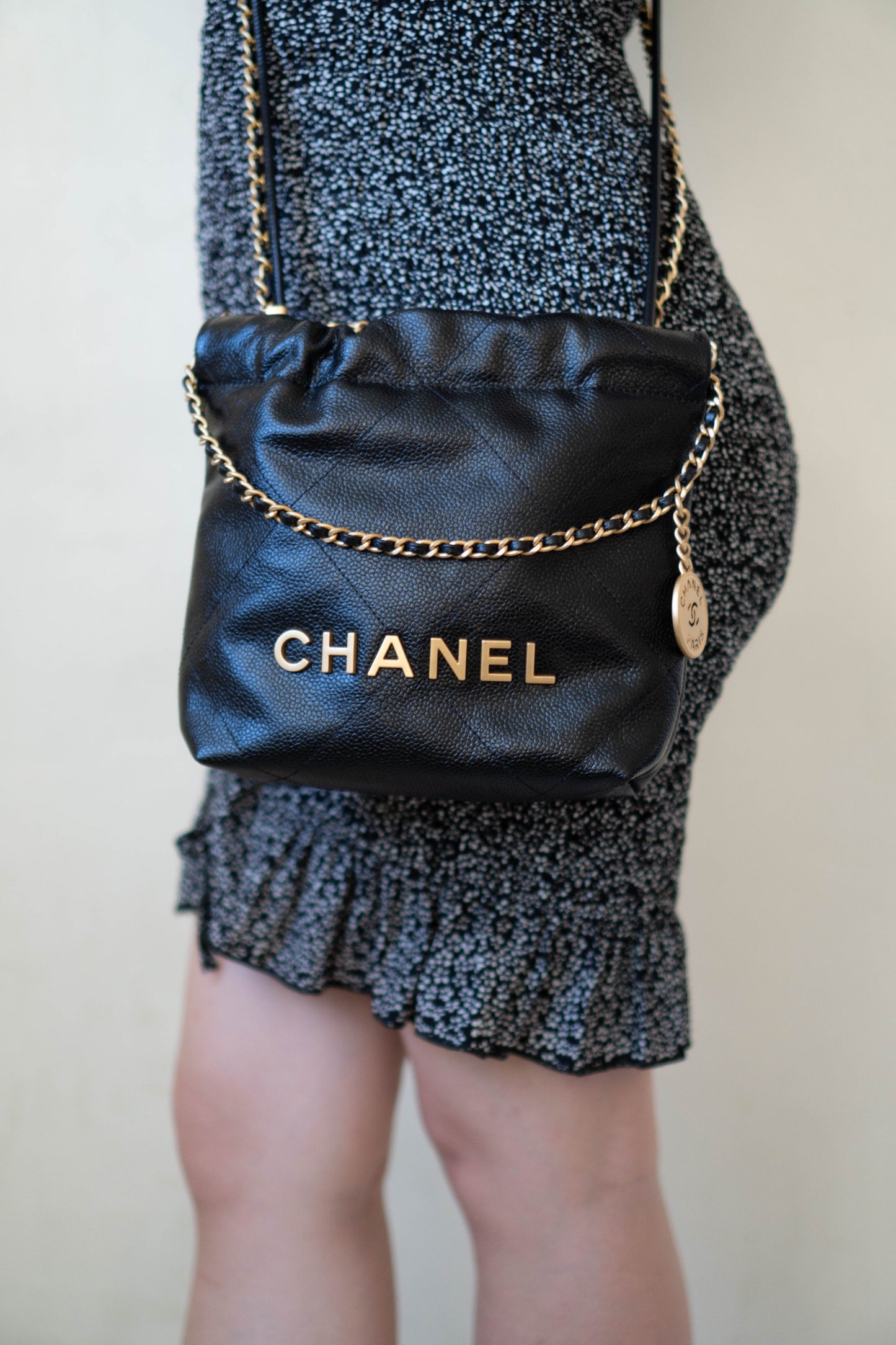 C22 Mini Handbag in Caviar leather
