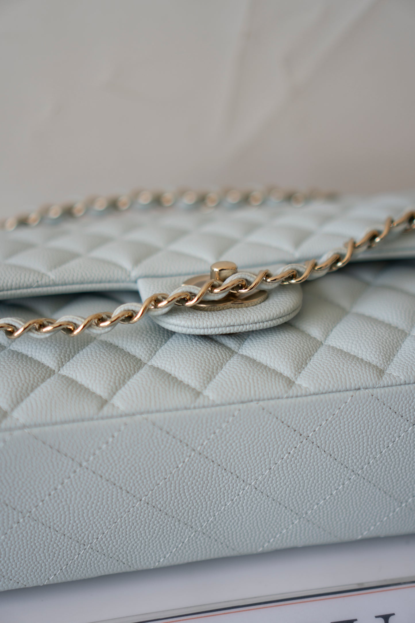 Classic Flap Medium – Pastel Light Blue Caviar with Light Gold Hardware