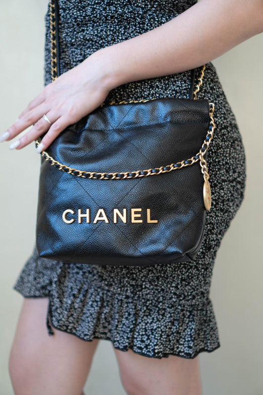 C22 Mini Handbag in Caviar leather