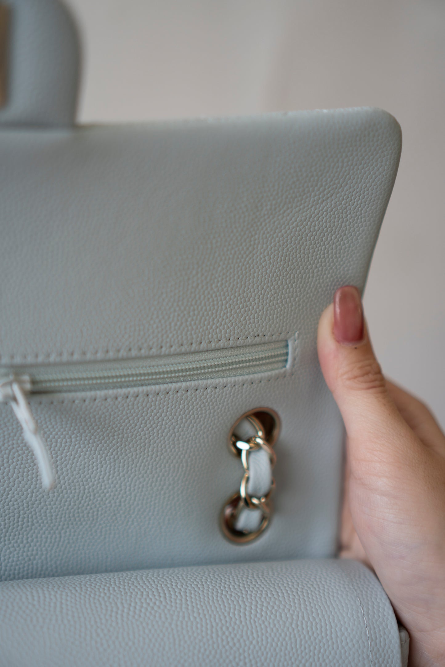 Classic Flap Medium – Pastel Light Blue Caviar with Light Gold Hardware