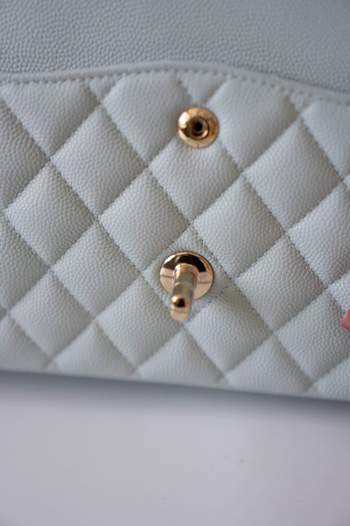 Classic Flap Medium – Pastel Light Blue Caviar with Light Gold Hardware