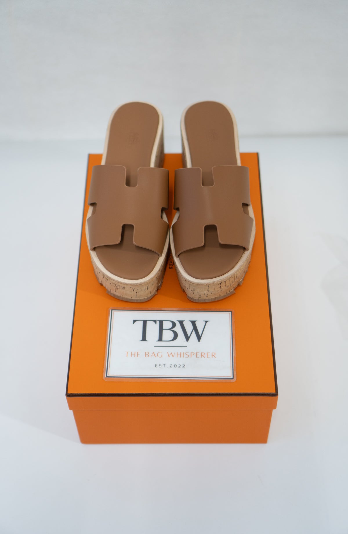 Platform Cutout Slide Sandals – Cognac Calfskin & Cork