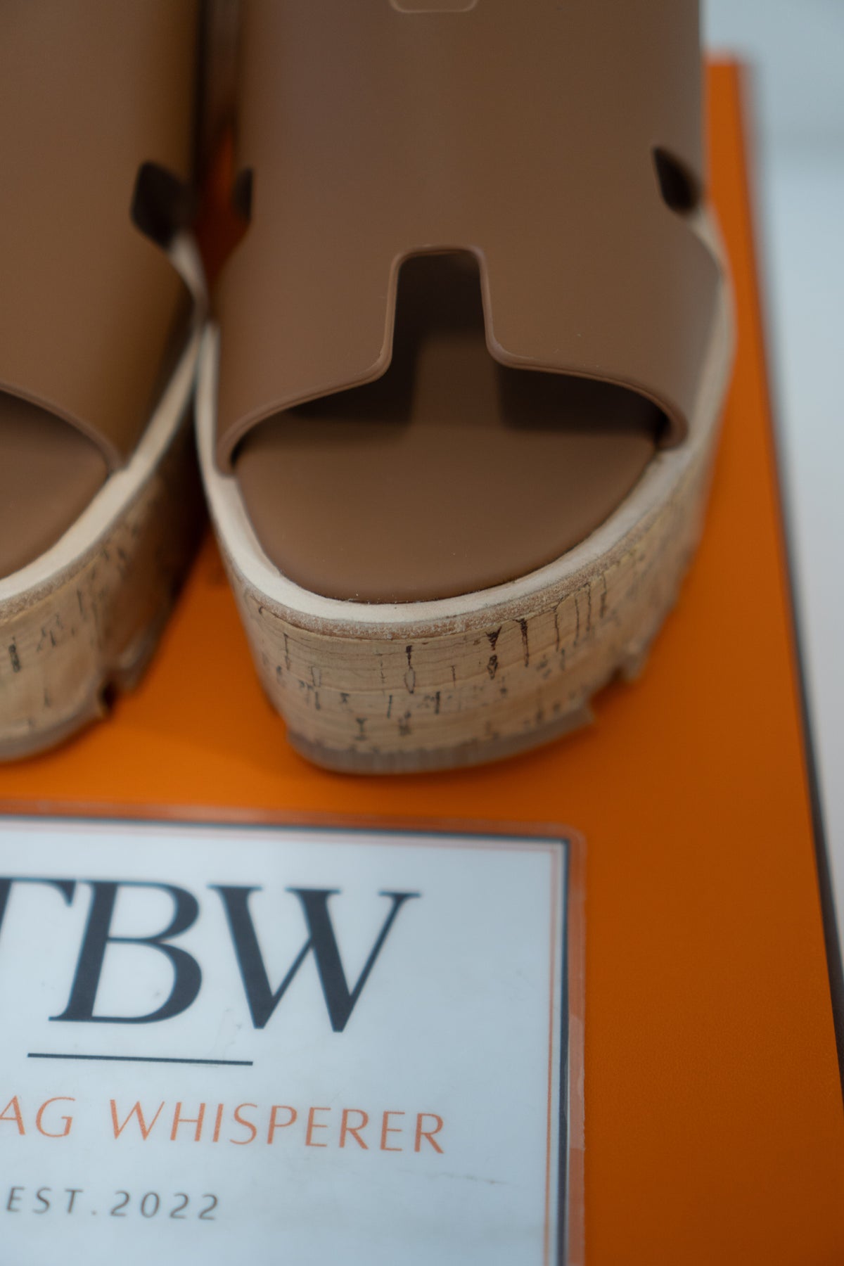 Platform Cutout Slide Sandals – Cognac Calfskin & Cork