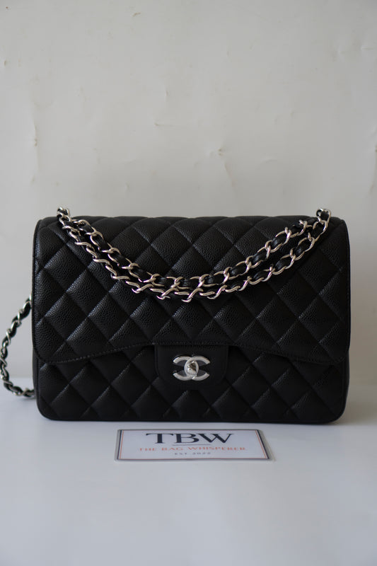 Classic Flap Jumbo – Black Caviar with Silver Hardware