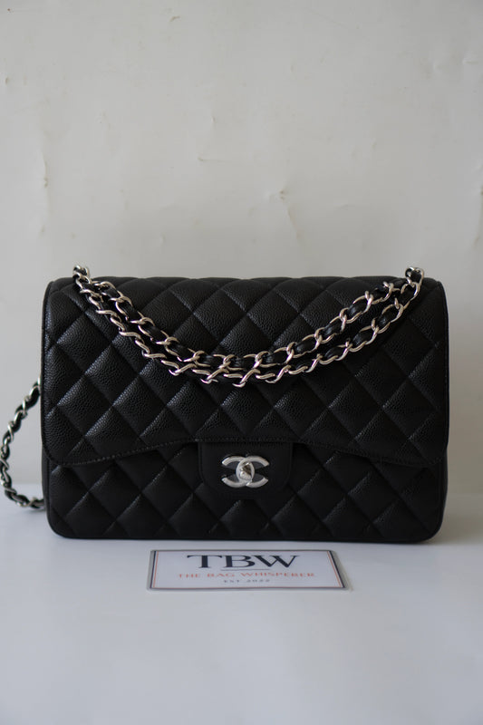 Classic Flap Jumbo – Black Caviar with Silver Hardware