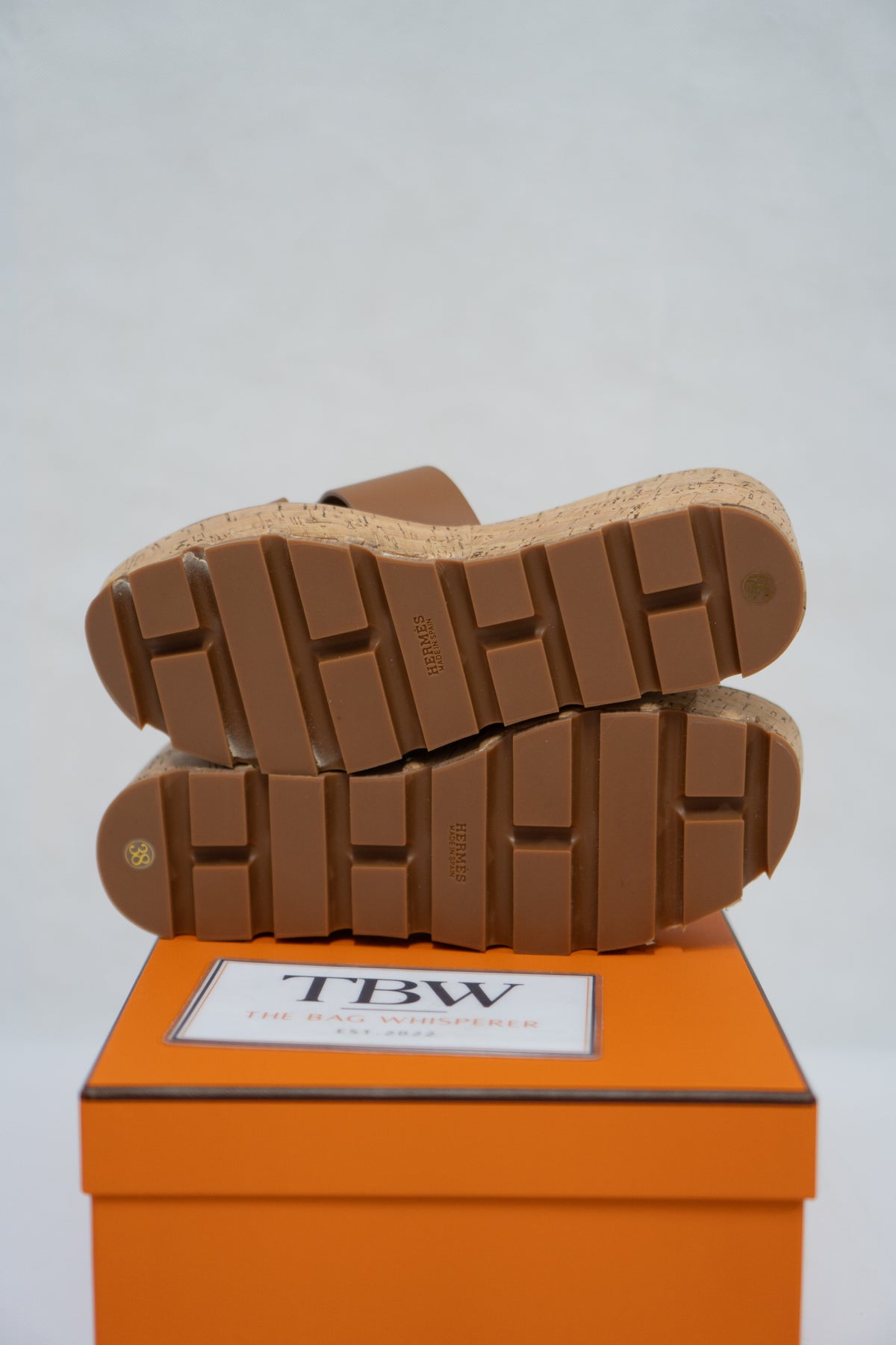 Platform Cutout Slide Sandals – Cognac Calfskin & Cork
