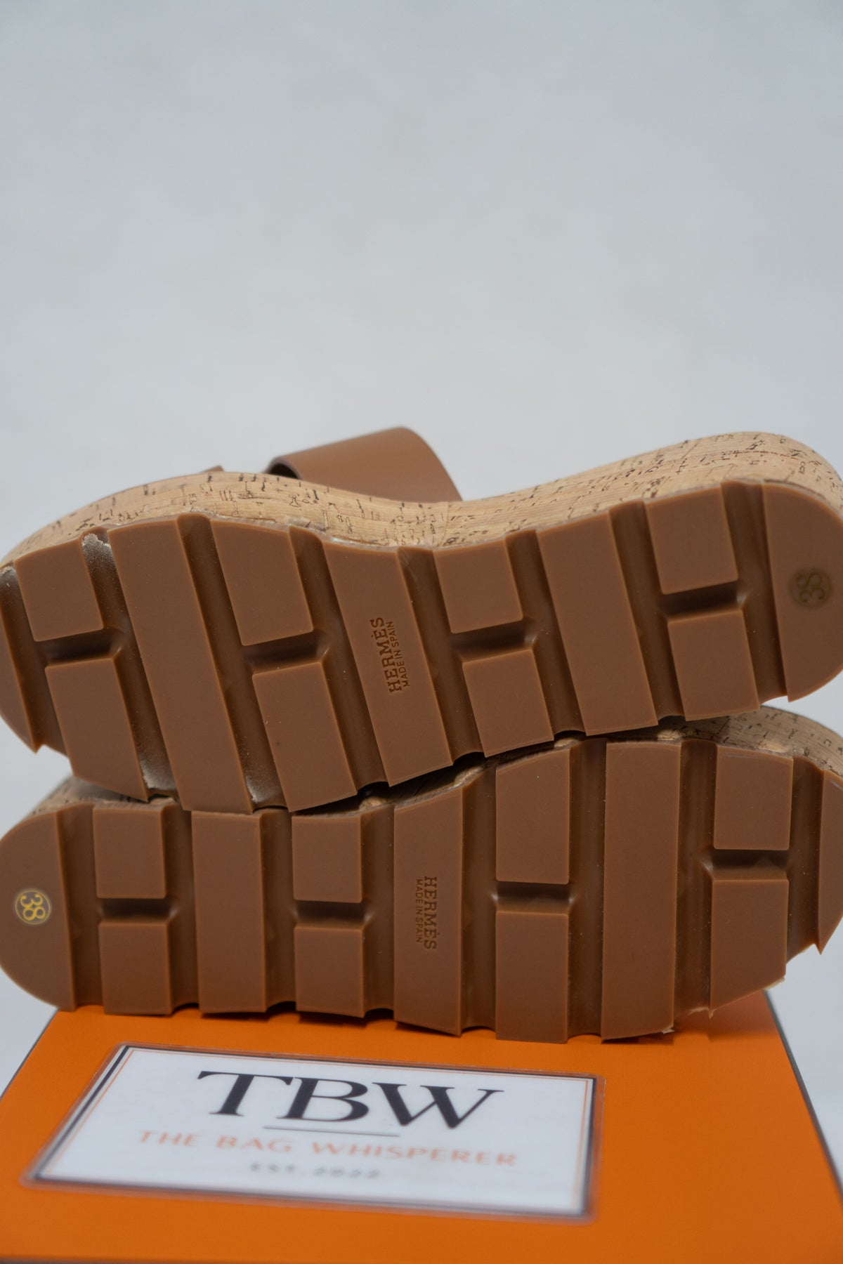 Platform Cutout Slide Sandals – Cognac Calfskin & Cork